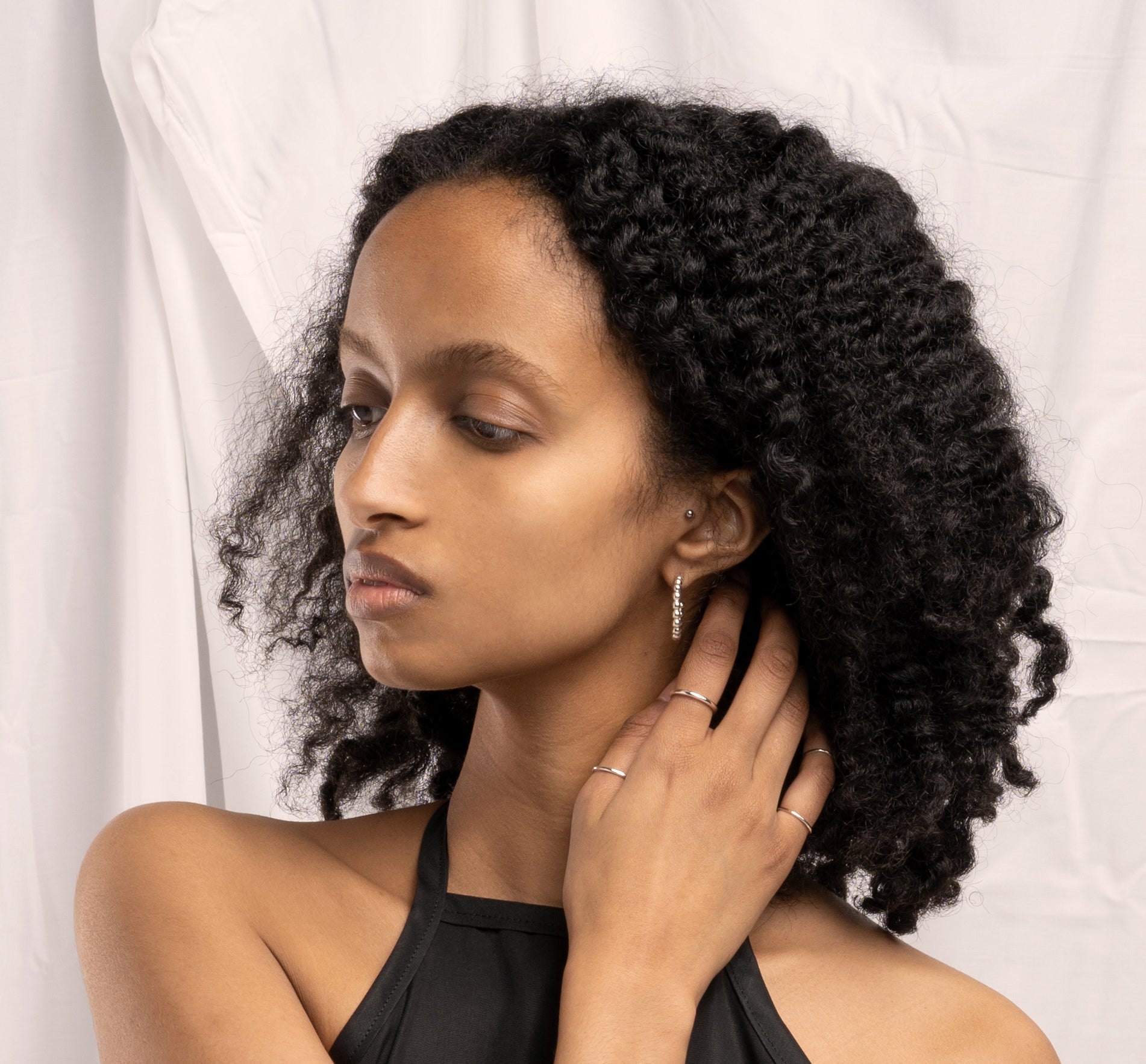 Thick Ball Hoop Earrings in Silver - Paz Lifestyle