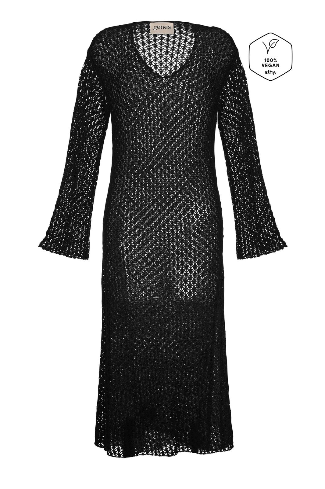 MARIA CROCHET COTTON LONG DRESS - BLACK - Paz Lifestyle