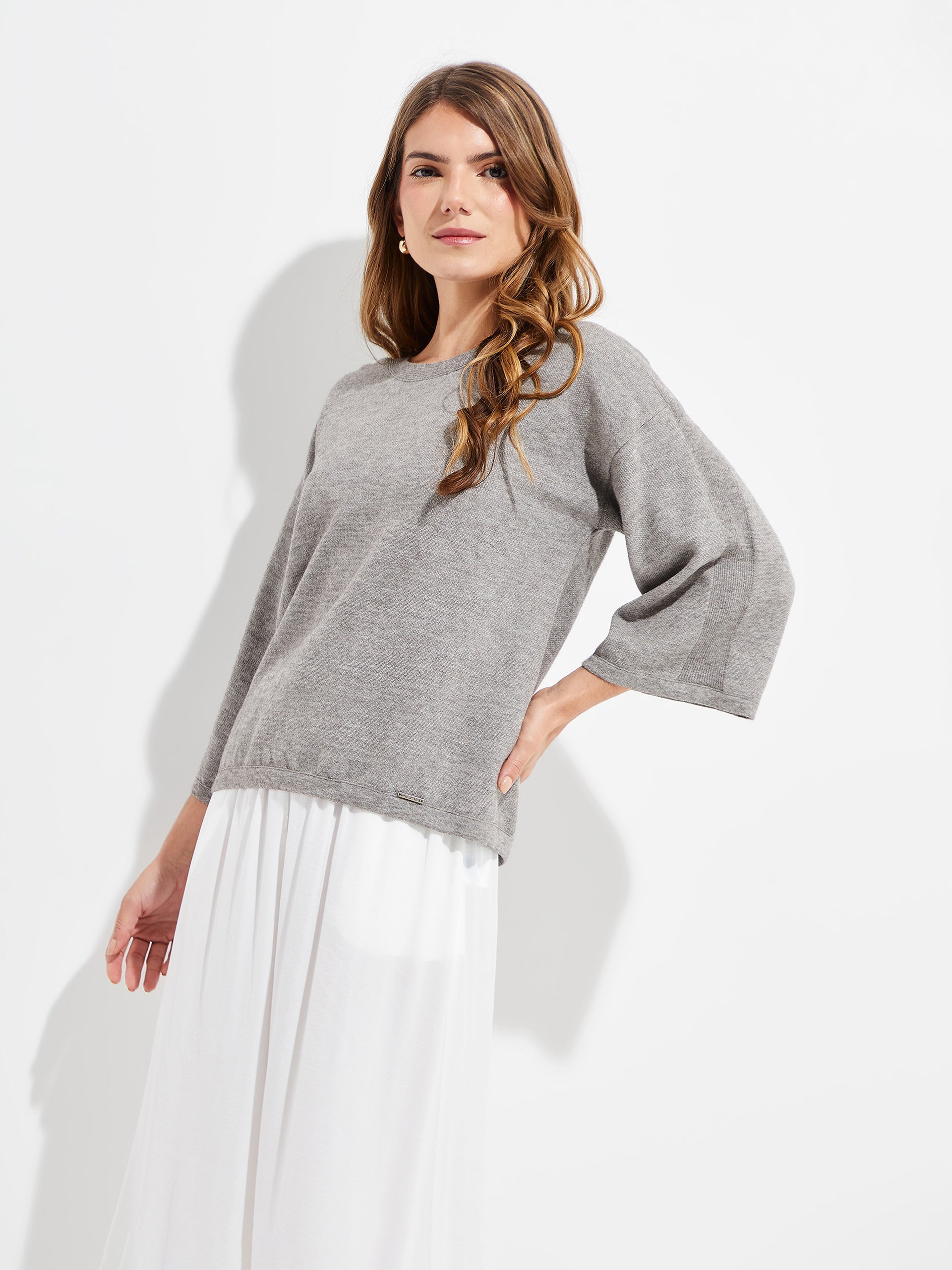 Yolene Sweater Cotton Color Grey - Paz Lifestyle