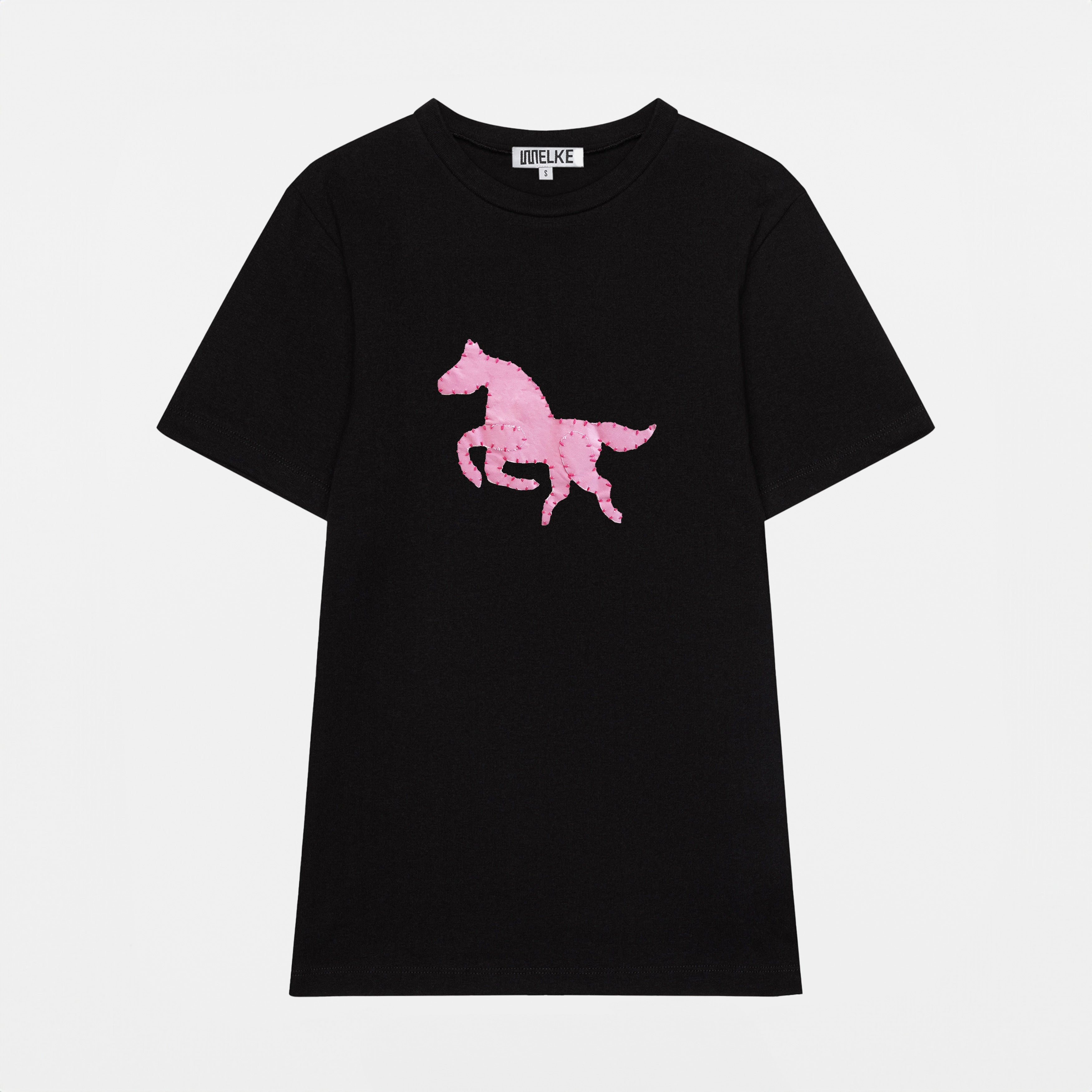 Black T-Shirt with Pink Pony Patch - Paz Lifestyle