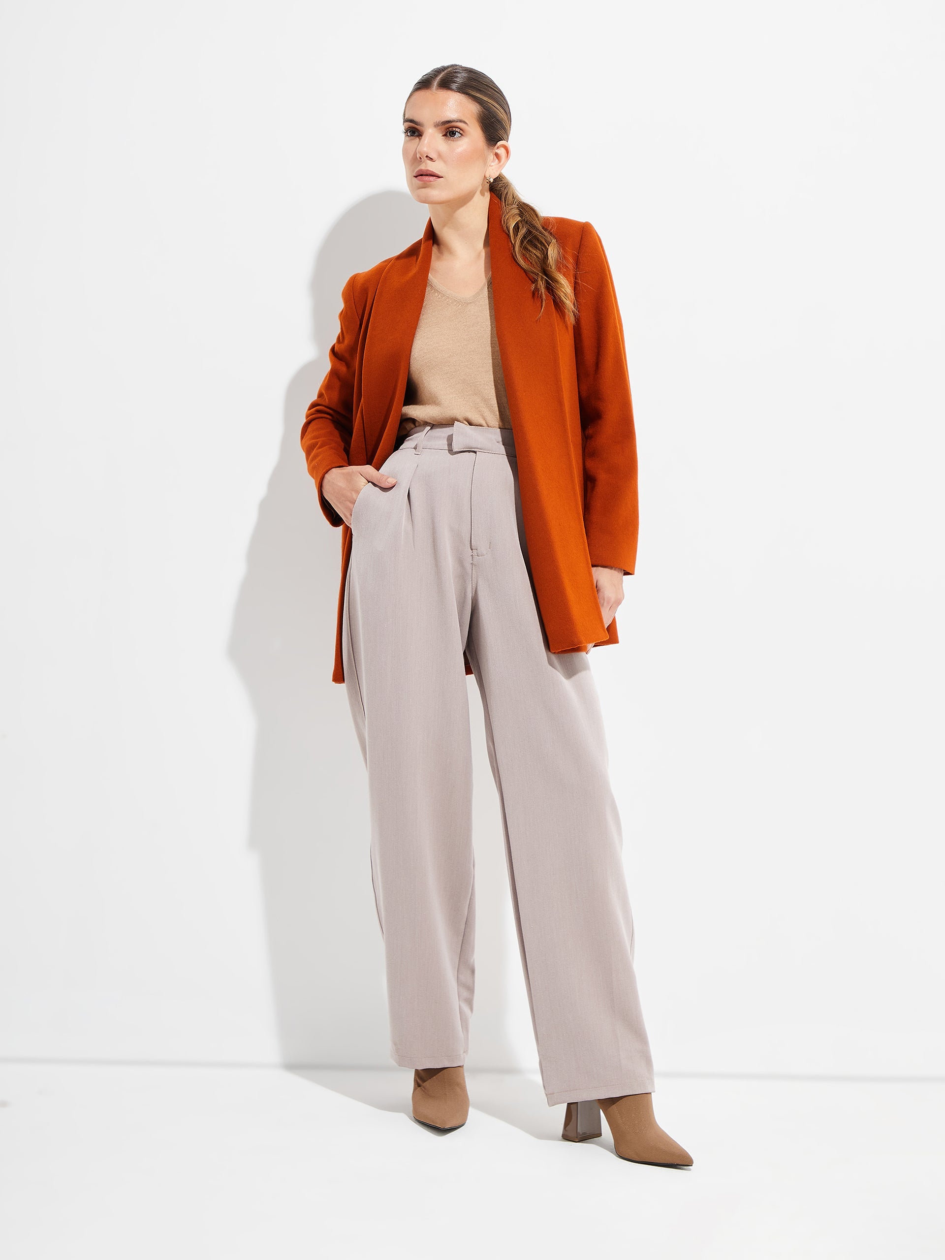 Short Swing Coat Vicuna Color Orange - Paz Lifestyle
