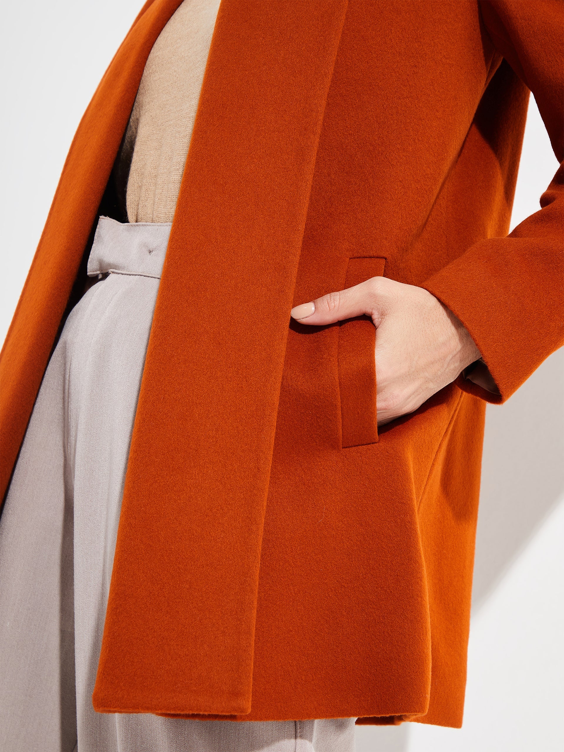 Short Swing Coat Vicuna Color Orange - Paz Lifestyle