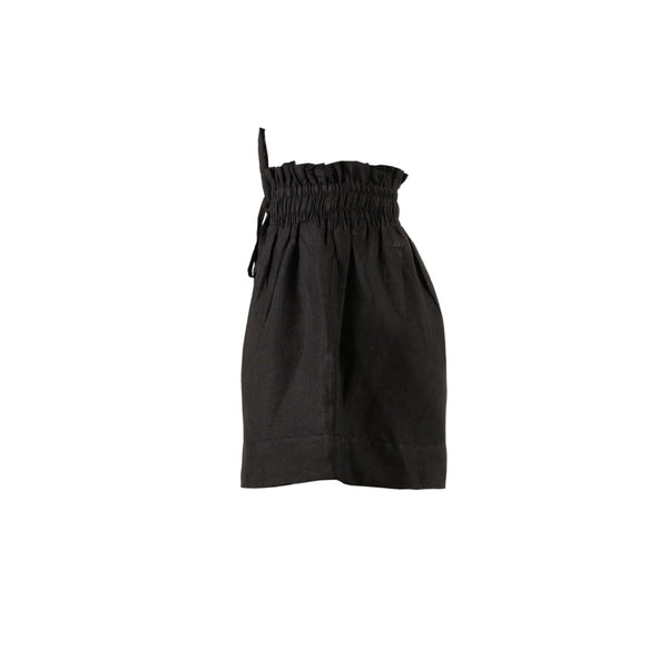 Kep Linen High Waisted Lounge Short in Black - Paz Lifestyle 