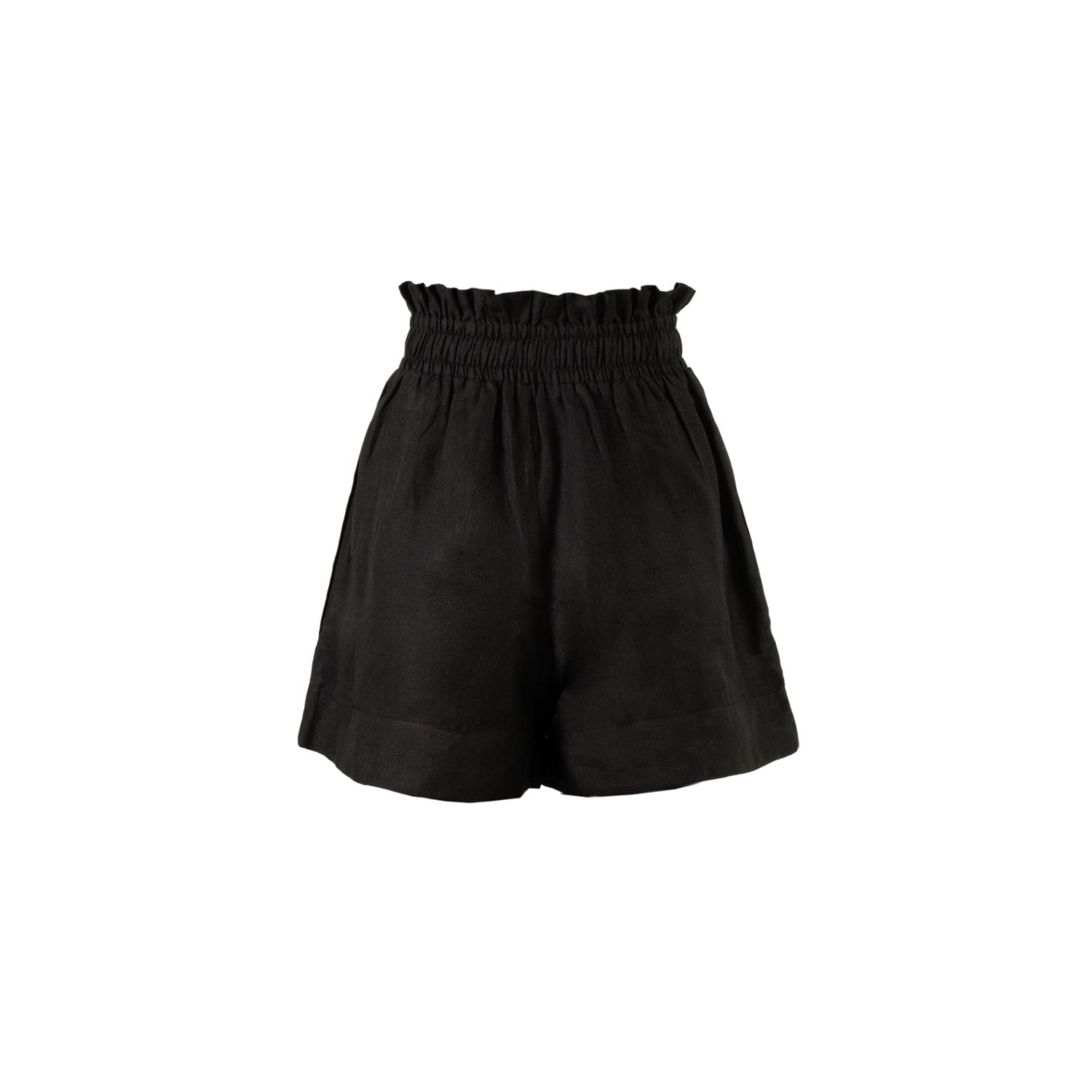 Kep Linen High Waisted Lounge Short in Black - Paz Lifestyle