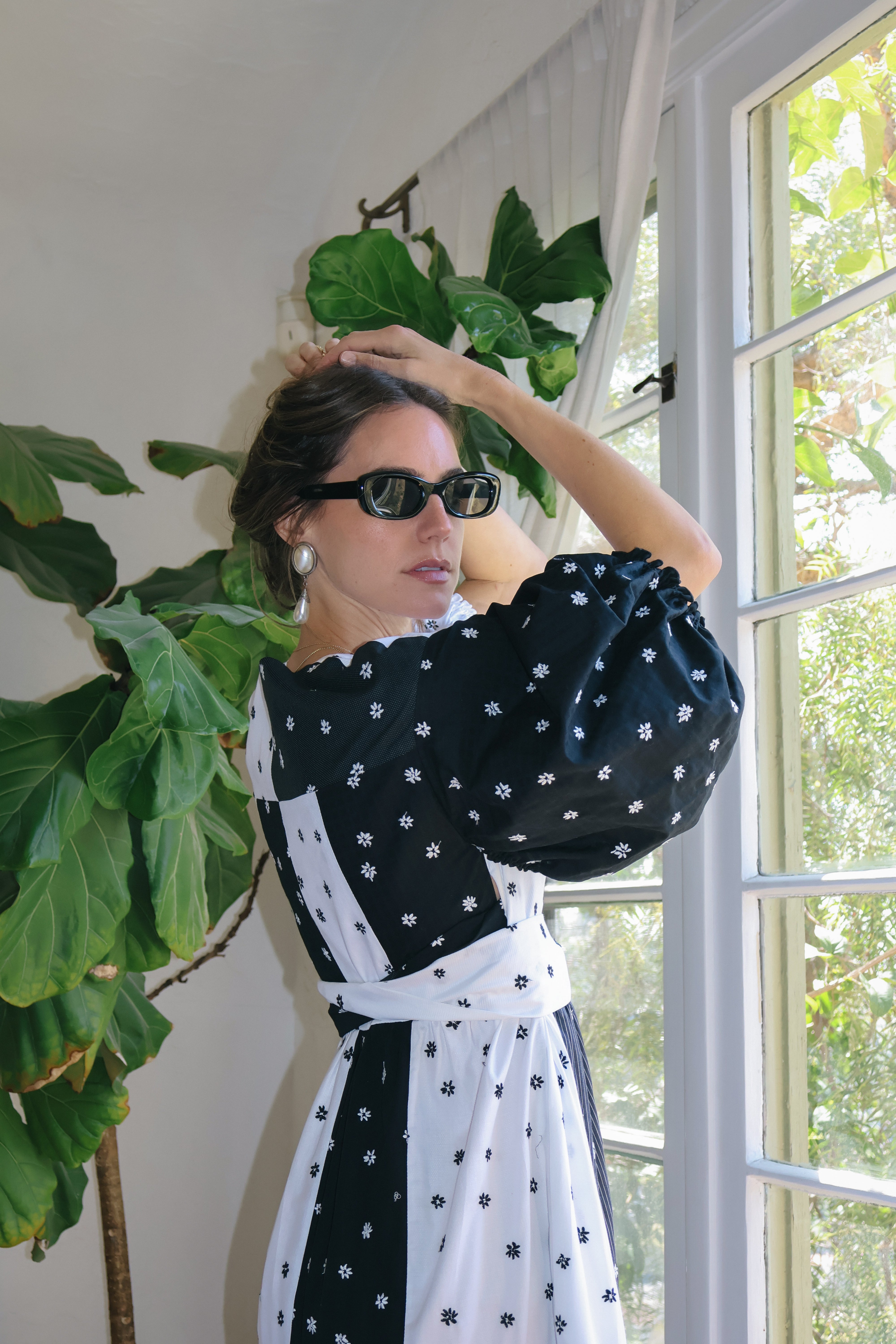 Calistoga Dress, Black & White Floral Embroidery - Paz Lifestyle