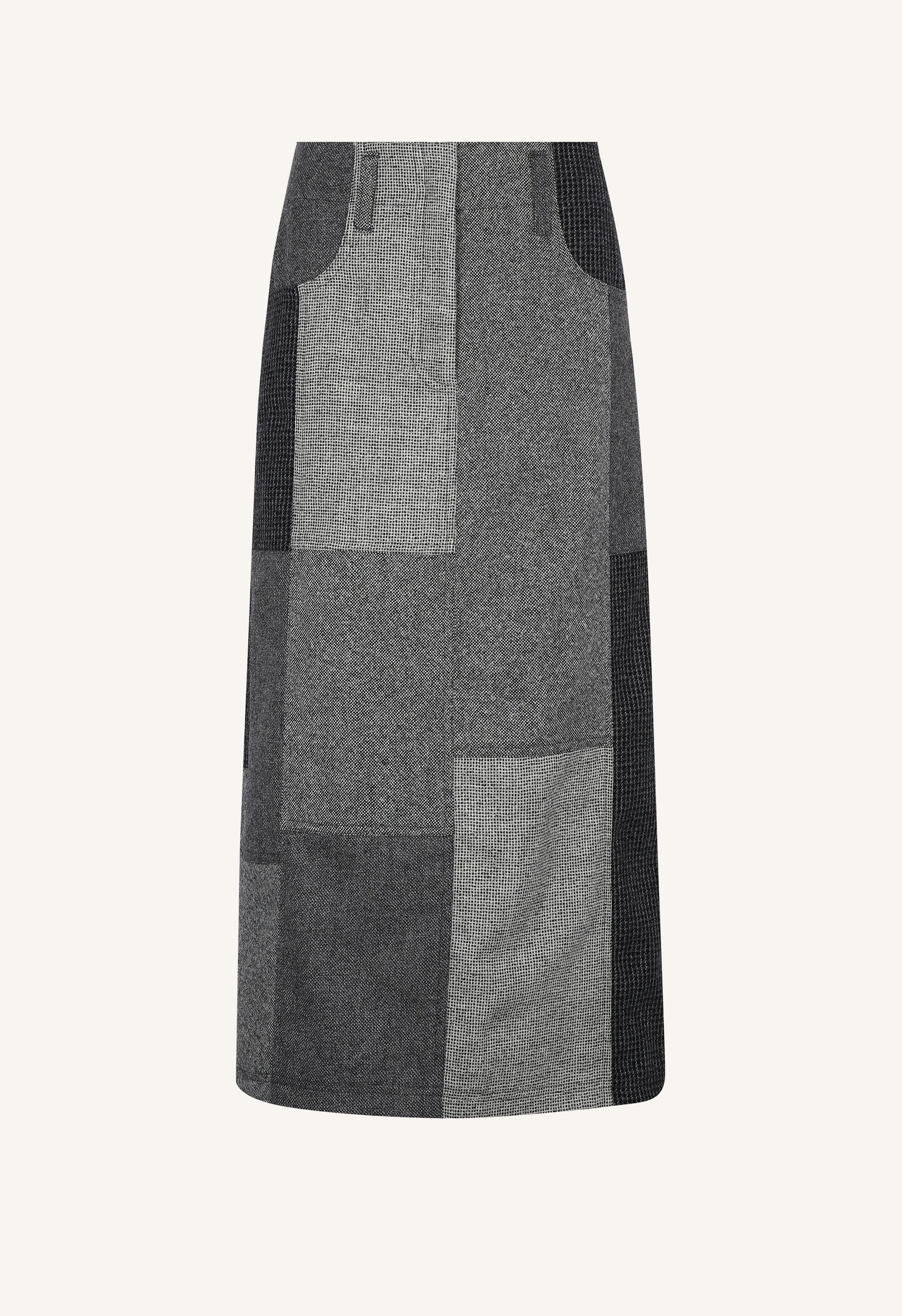 Juana Skirt in Carbón Patchwork Merino Wool - Paz Lifestyle