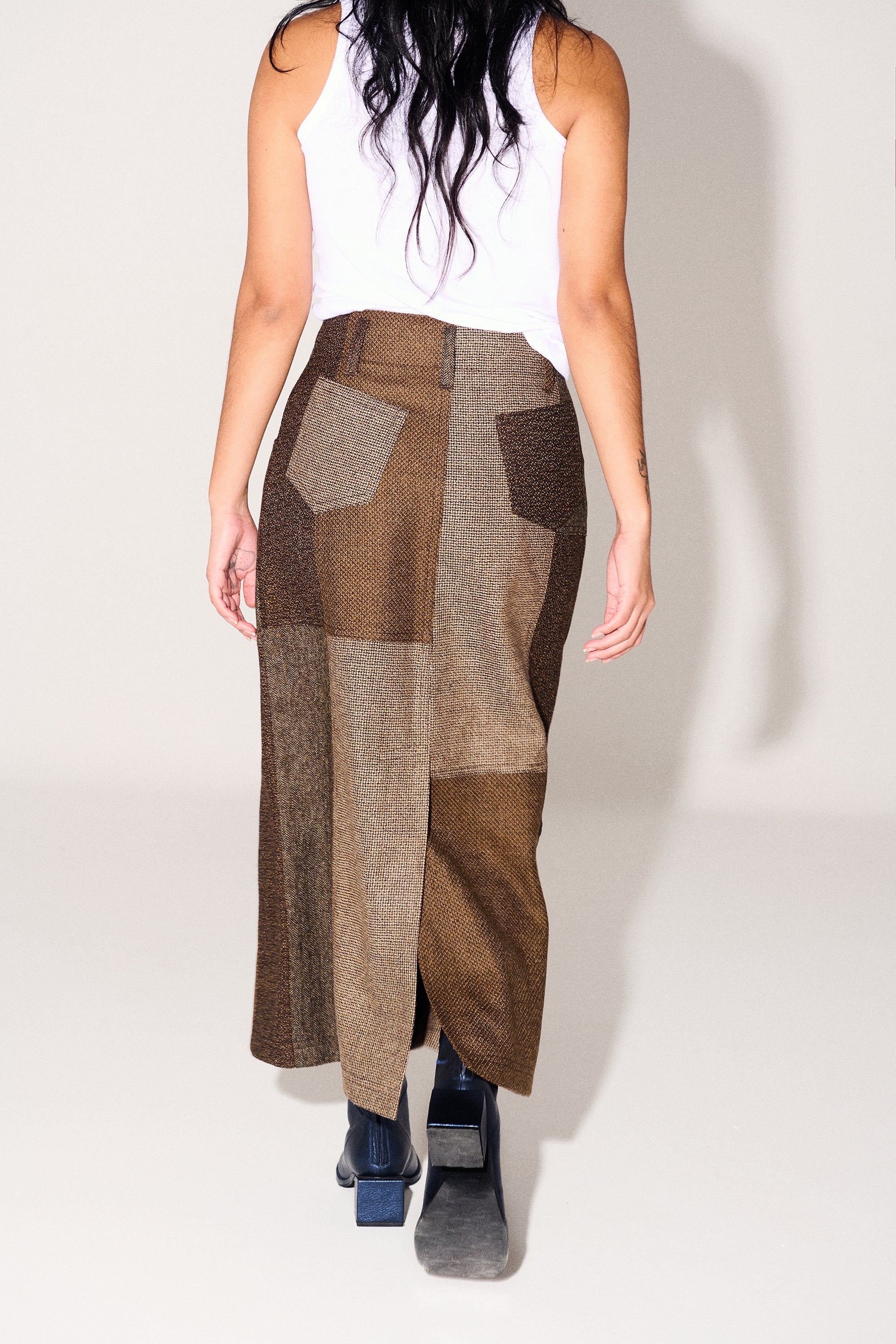 Juana Skirt in Tostada Patchwork Merino Wool - Paz Lifestyle