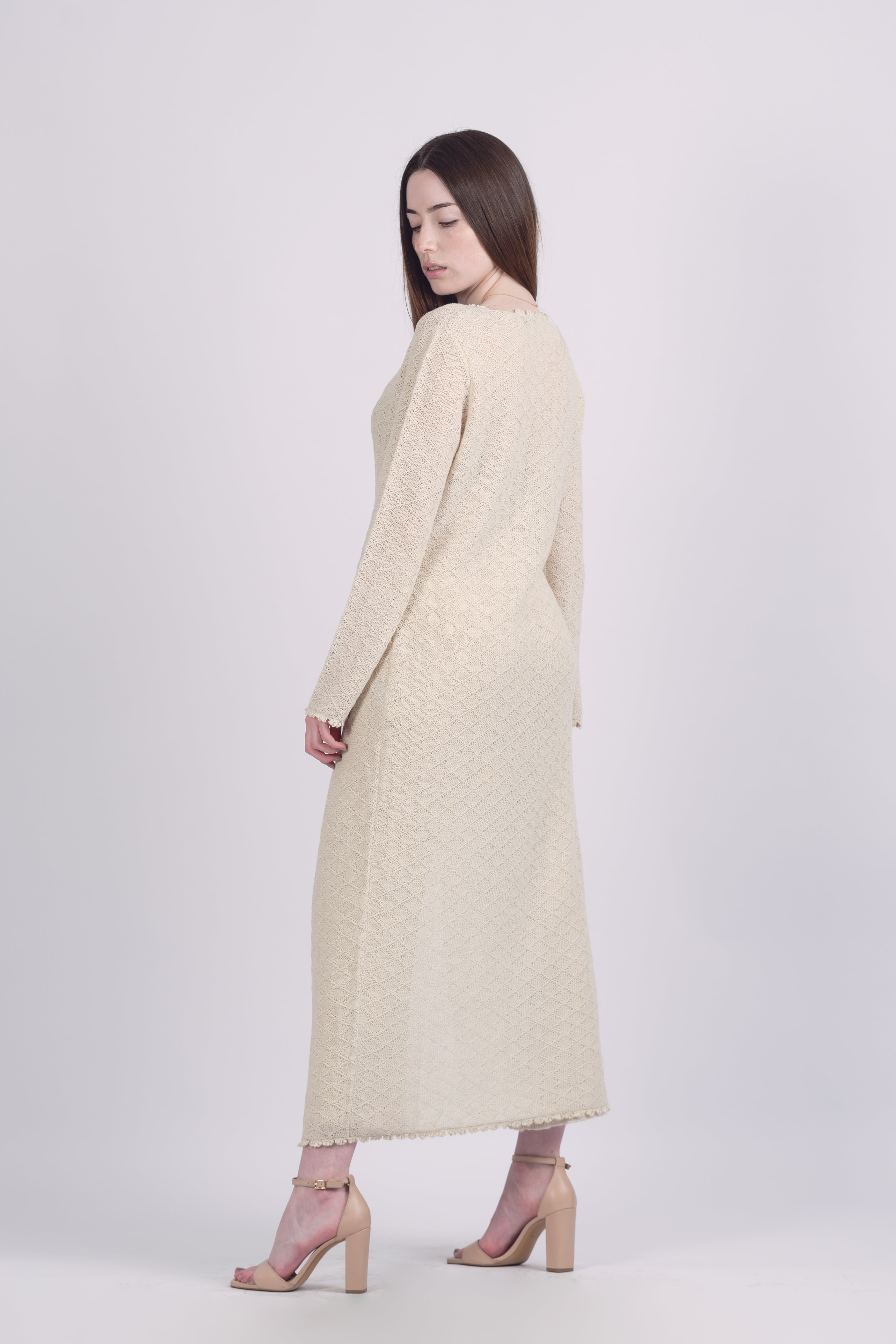 Laru Alpaca Cardigan — lightweight alpaca cardigan with elegant drape, handmade in Bolivia.