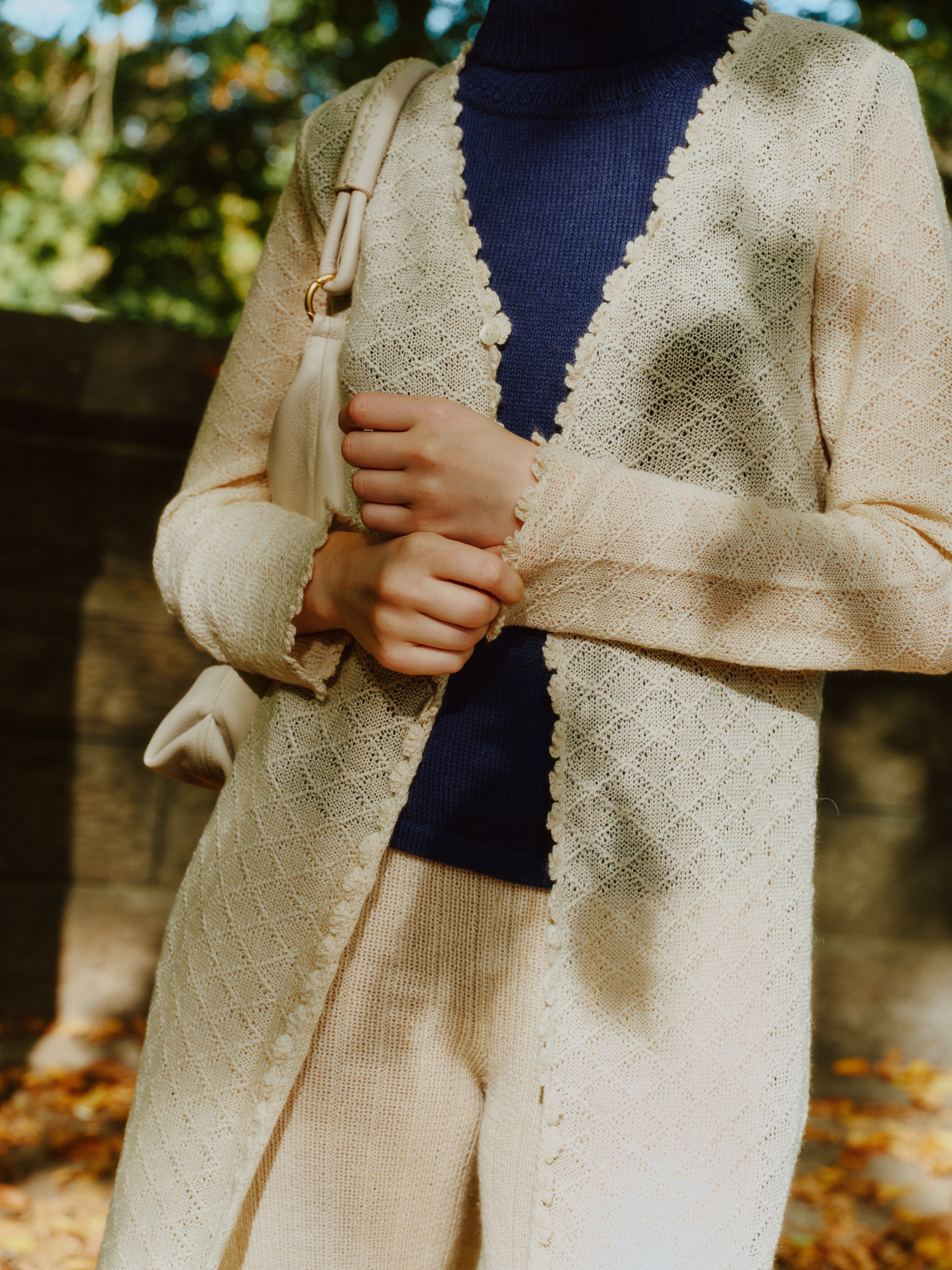 Laru Alpaca Cardigan — lightweight alpaca cardigan with elegant drape, handmade in Bolivia.