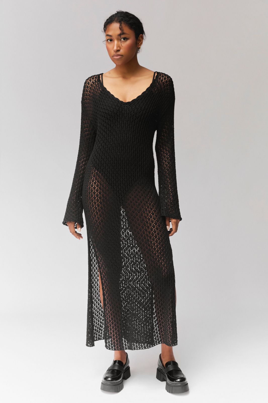 MARIA CROCHET COTTON LONG DRESS - BLACK - Paz Lifestyle