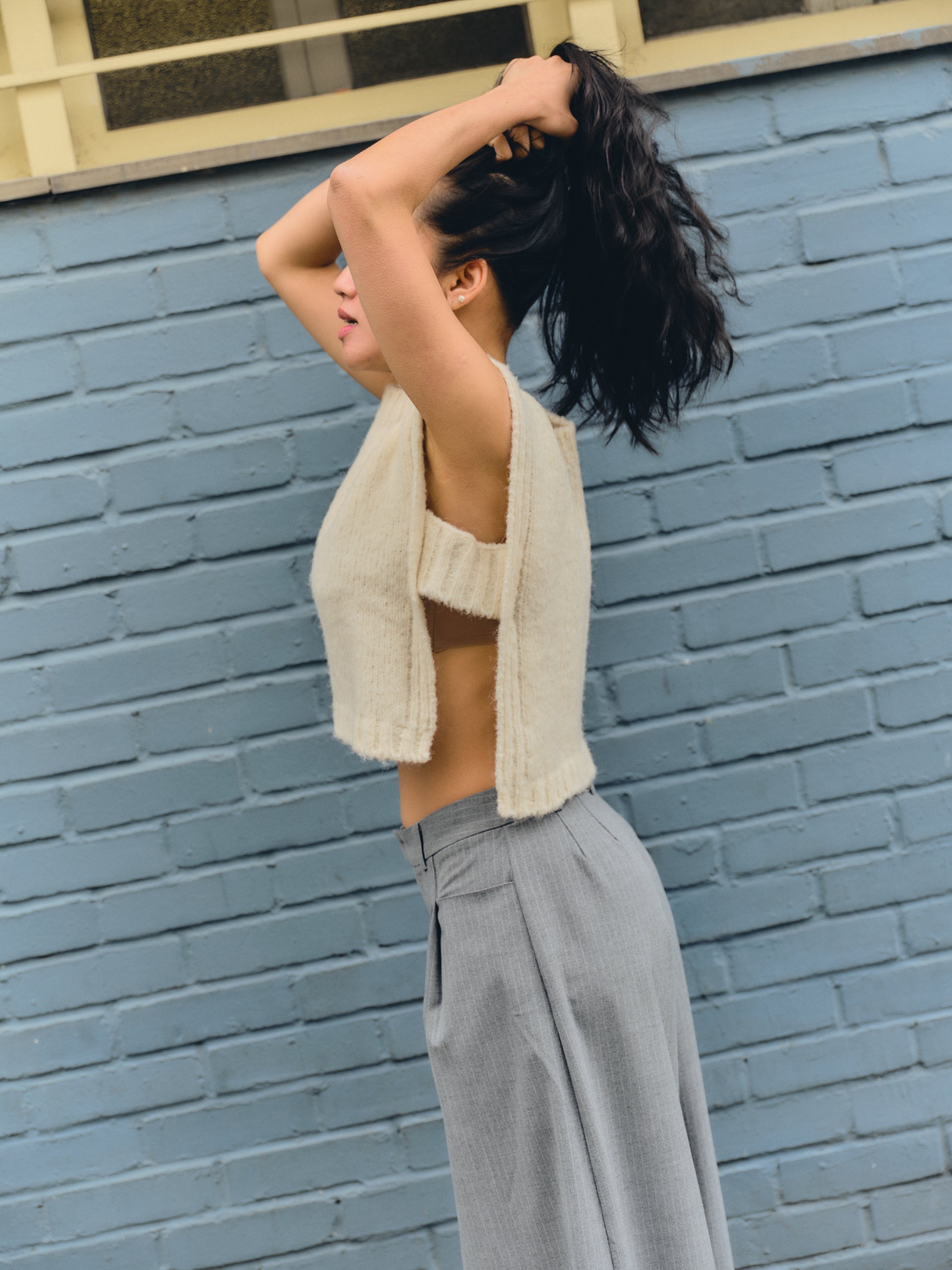 Munasiri Llama Vest — hand-knitted llama wool vest, timeless layering piece inspired by the Aymara word for love, handmade in Bolivia.