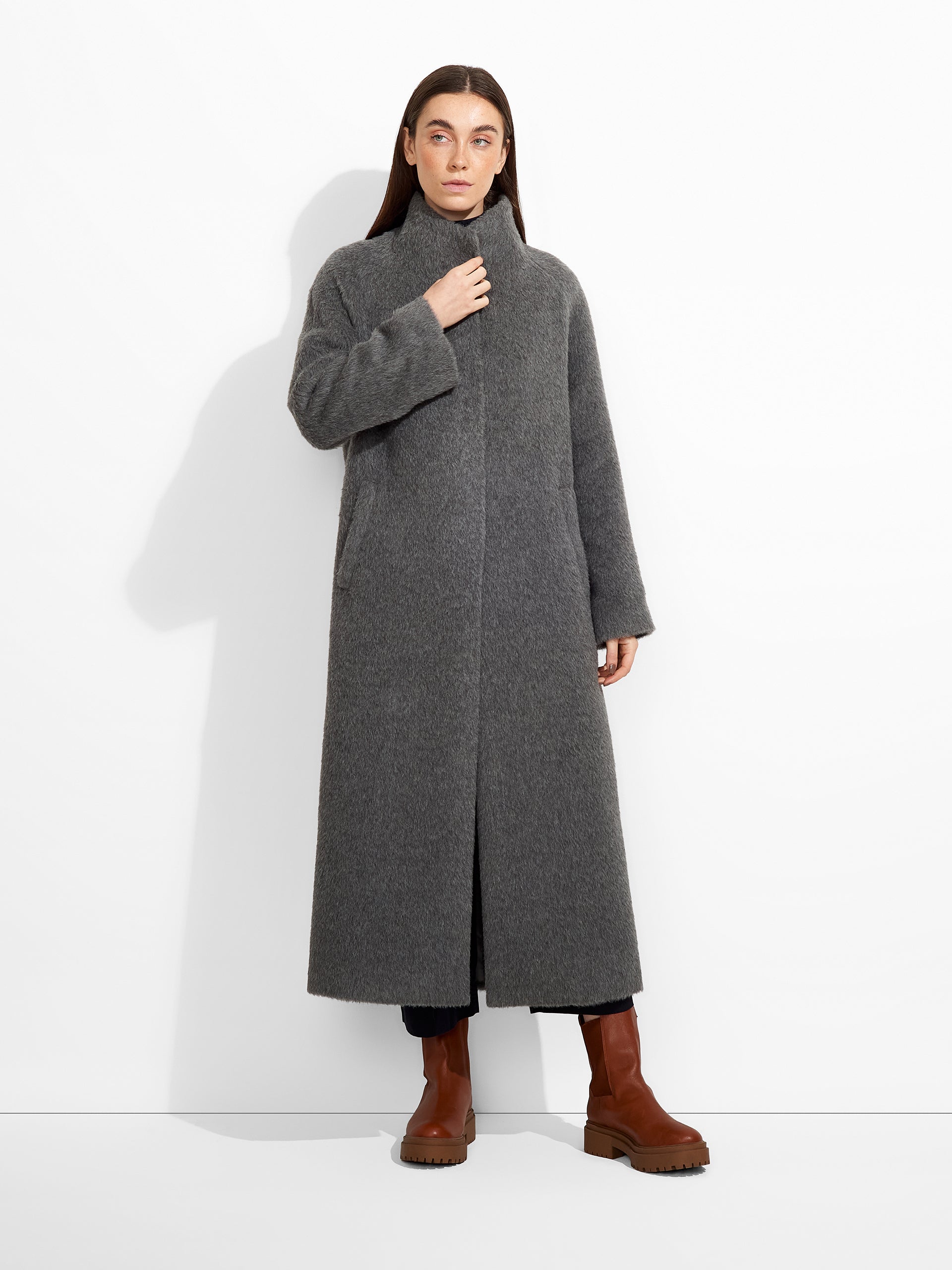 Zurich Coat Suri Alpaca Color Grey - Paz Lifestyle