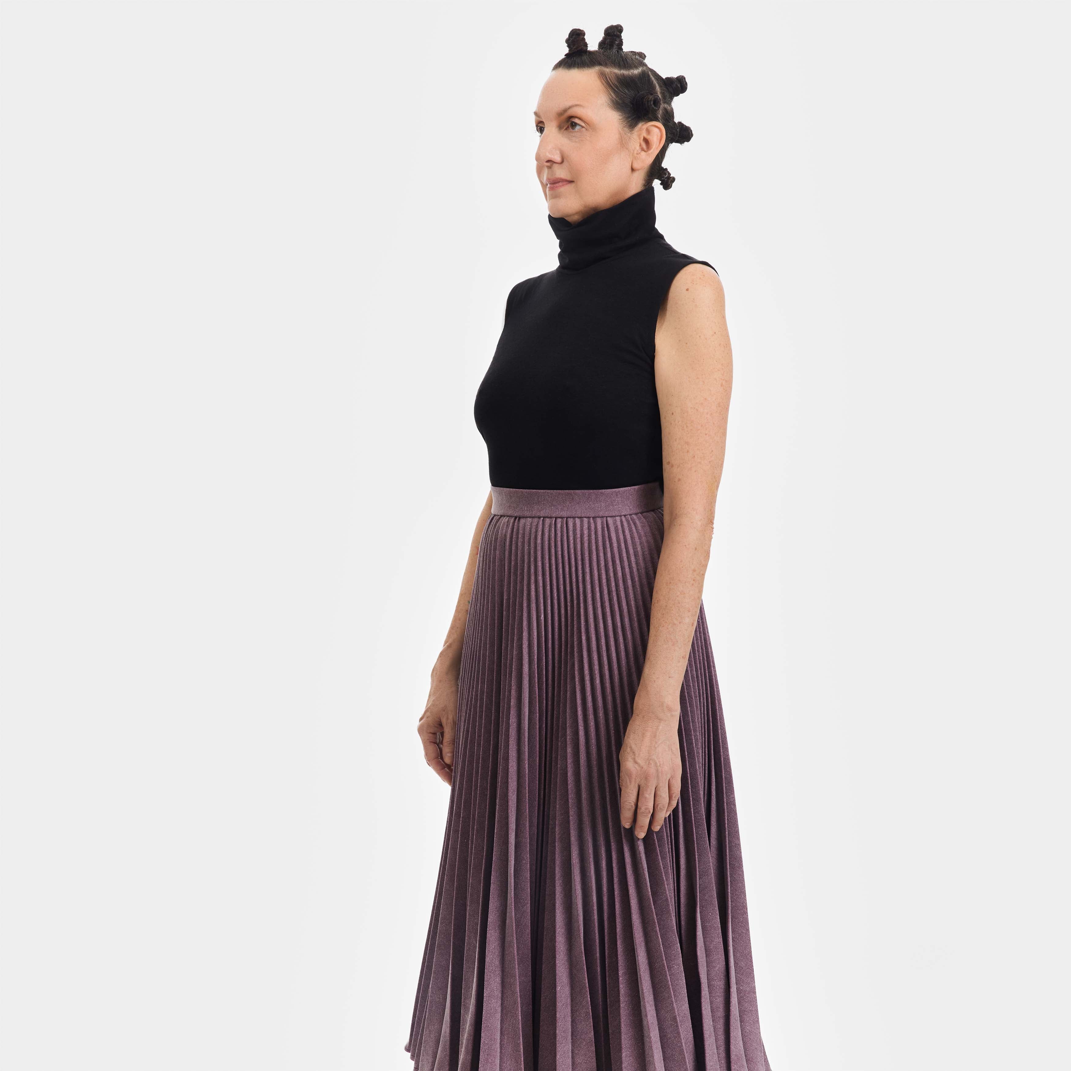 Denim Pleated Midi Skirt - Paz Lifestyle