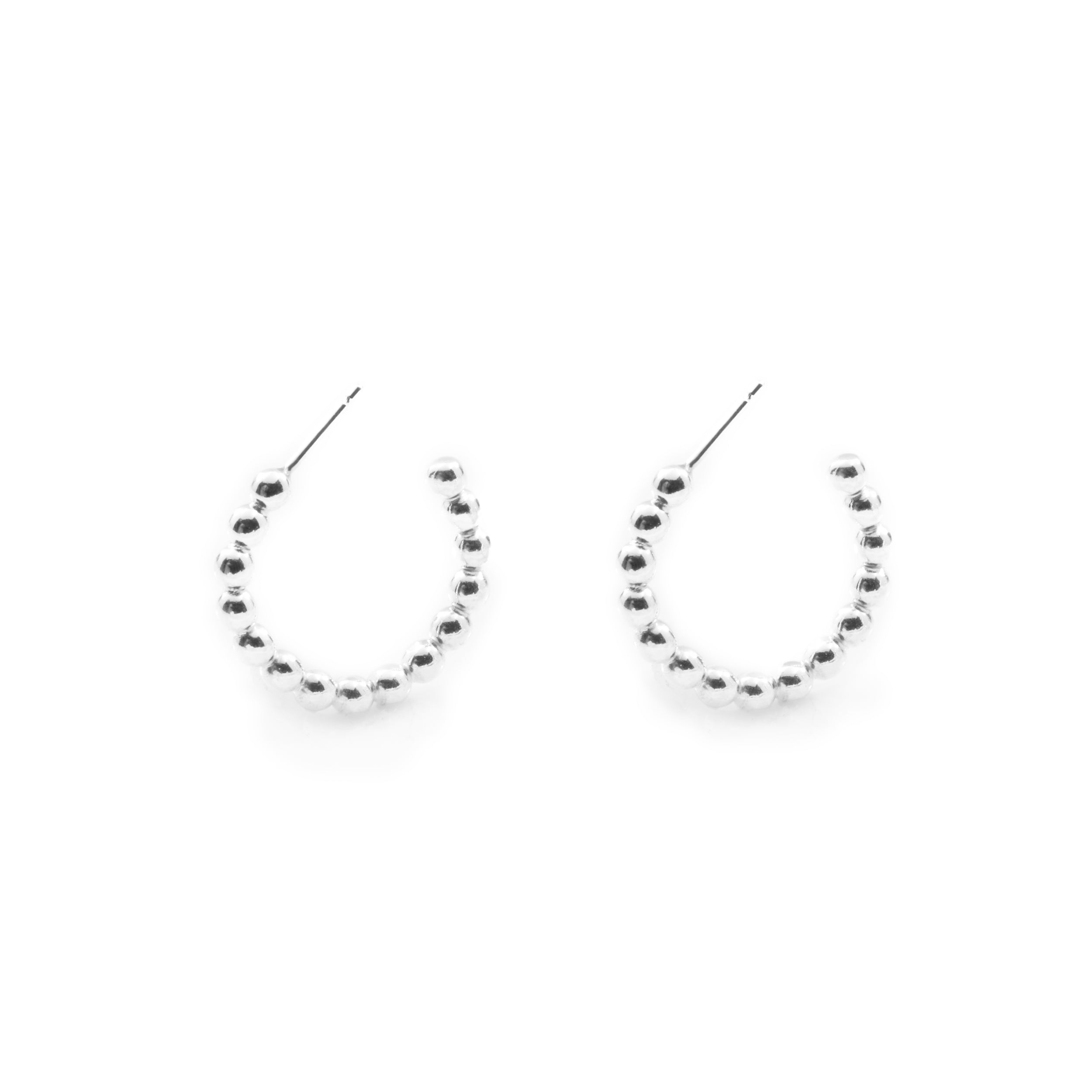 Thick Ball Hoop Earrings in Silver - Paz Lifestyle