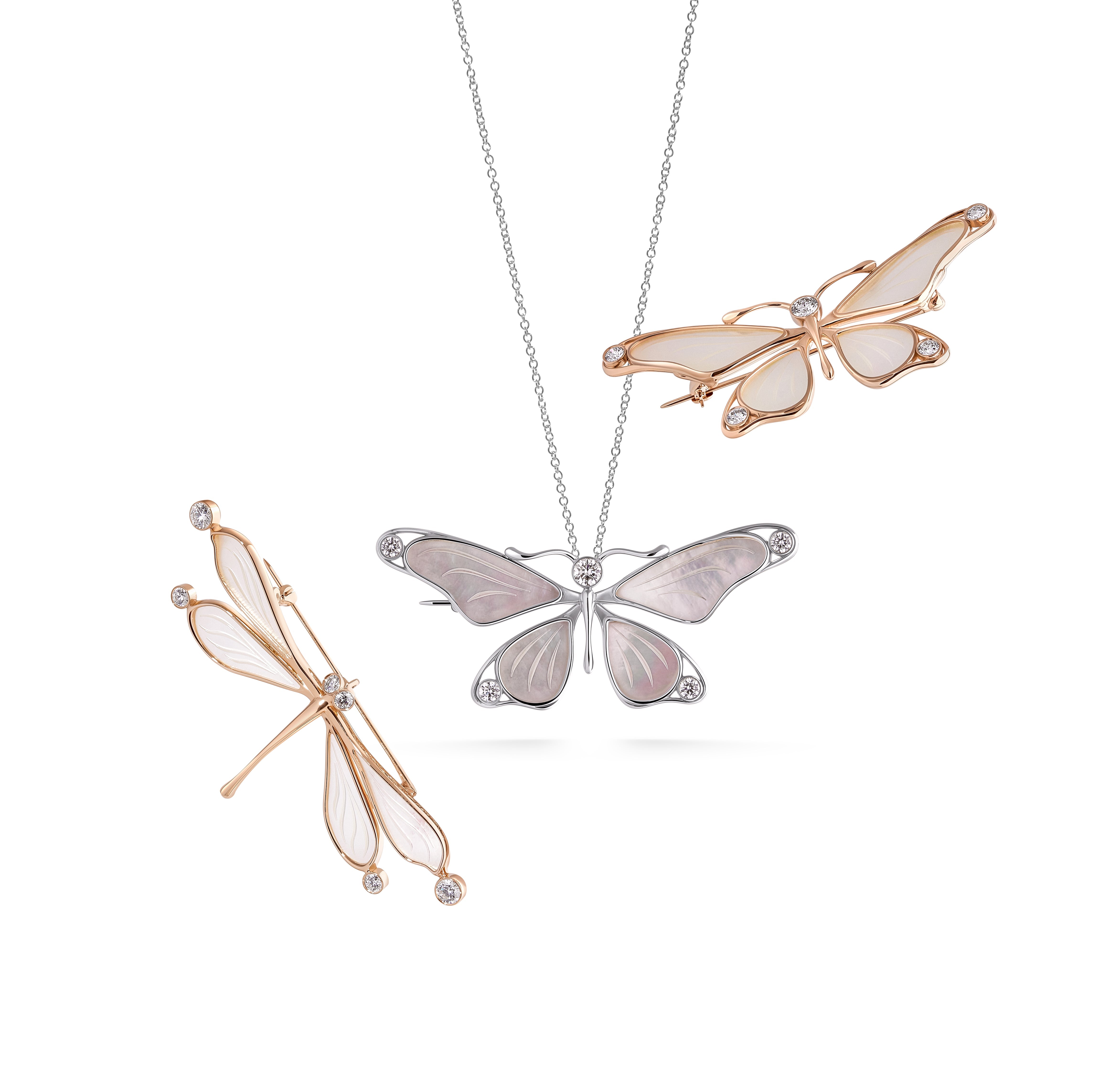 Butterfly Brooch in 14k Yellow Gold and Mother-of-Pearl - Paz Lifestyle