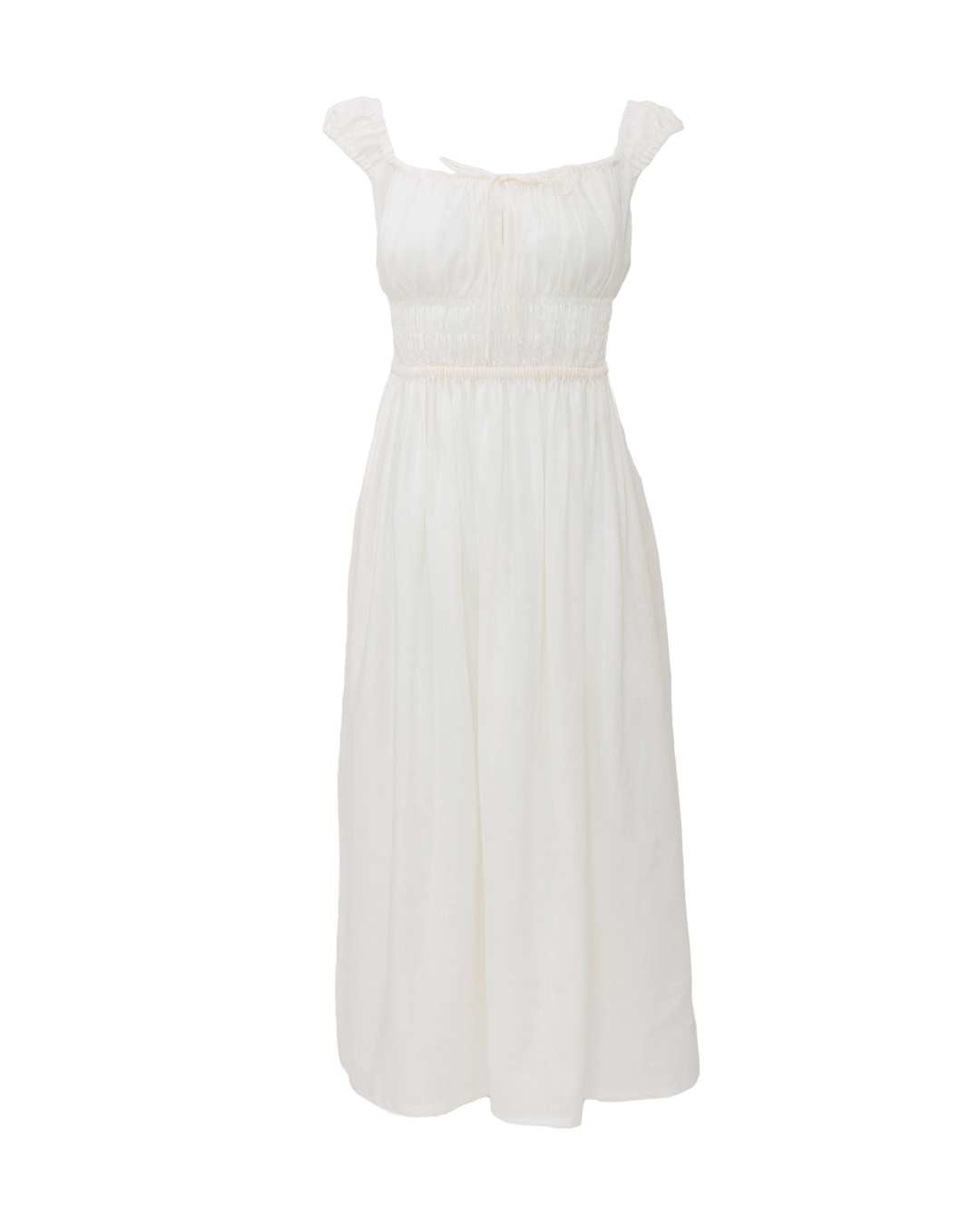 Gathered Bust Dress in White - Paz Lifestyle