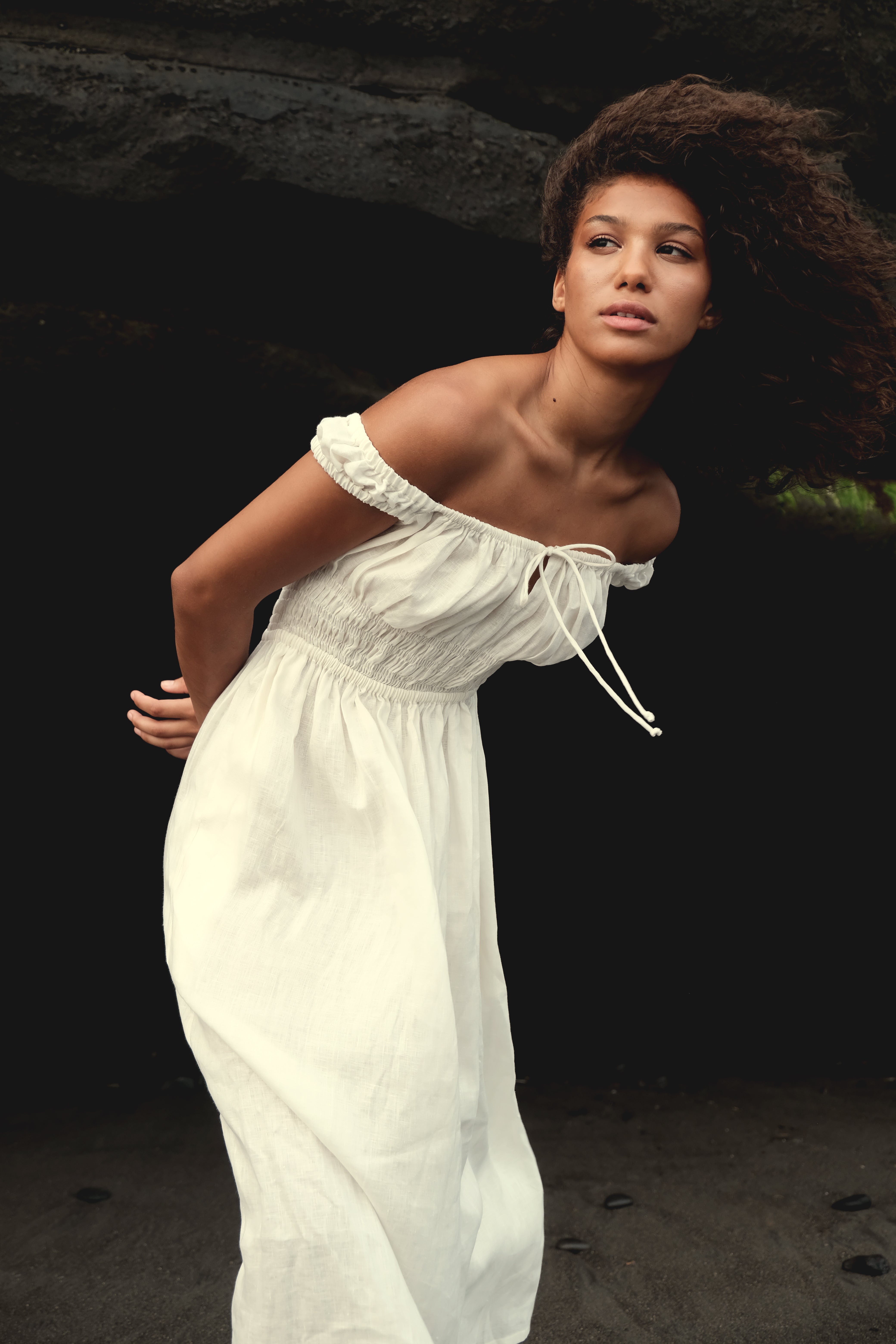 Gathered Bust Dress in White - Paz Lifestyle