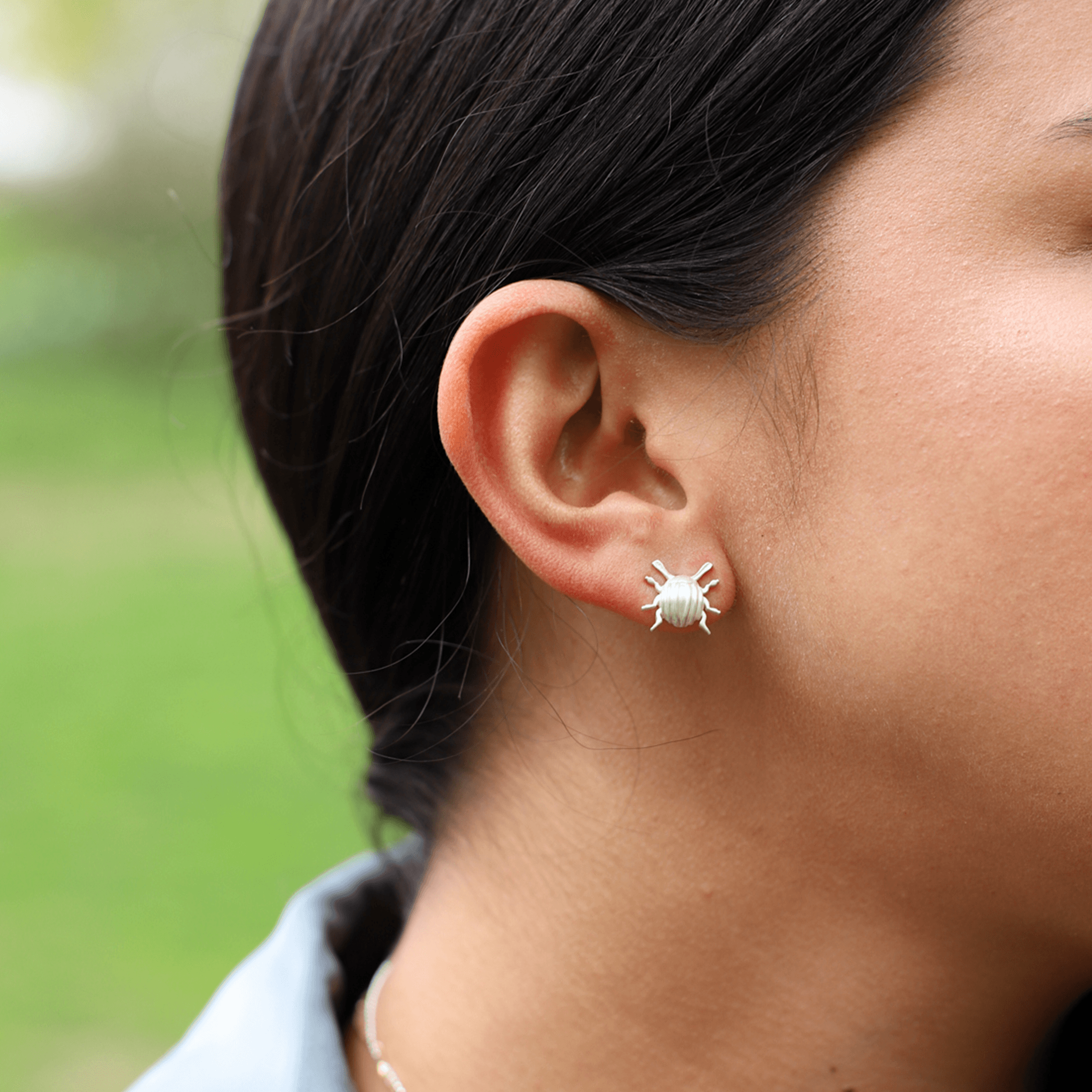 Tiny Beetle Silver Earrings Earrings d'Franciscojewelry