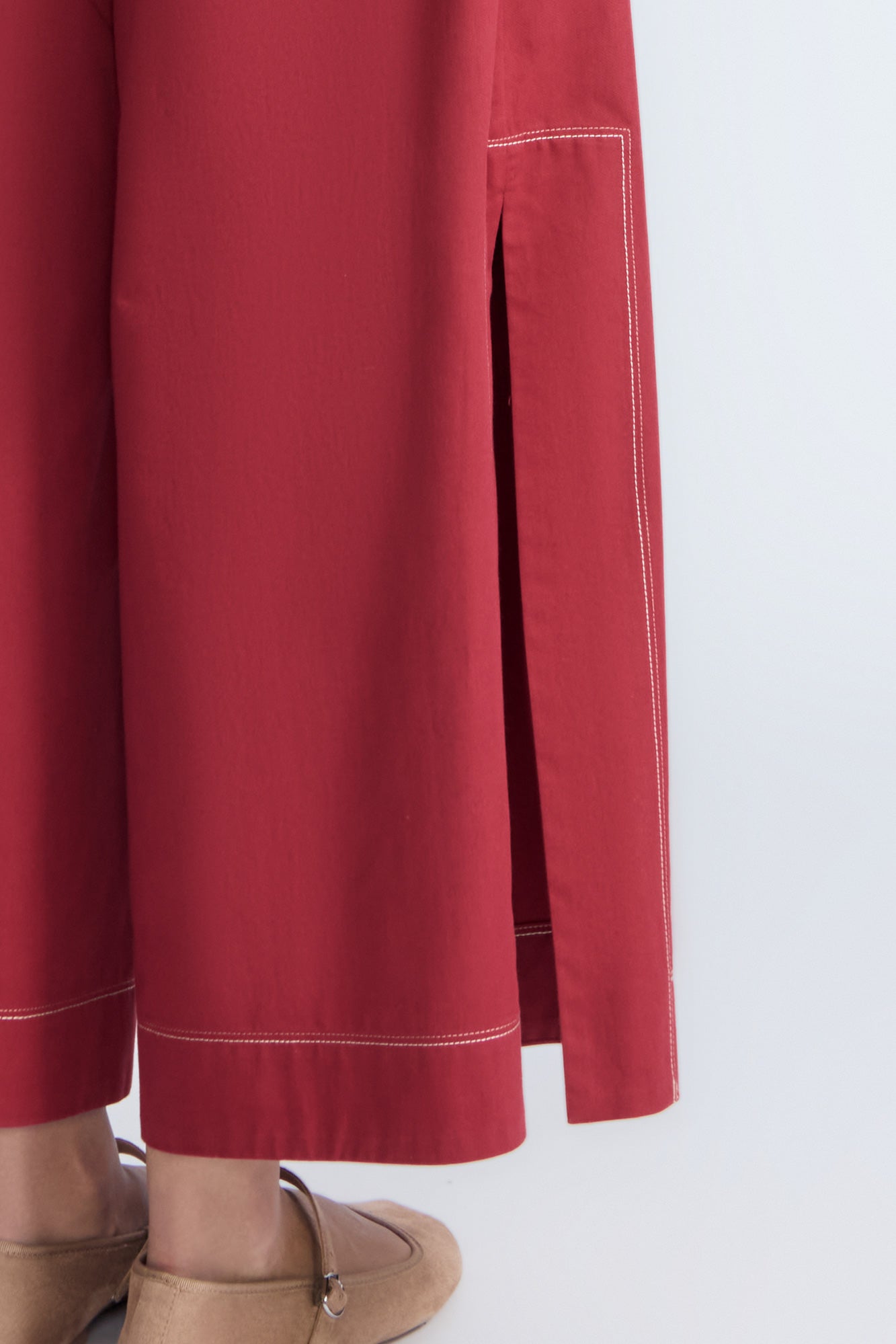 Zoe High-Rise Cotton Pants | Wine - Paz Lifestyle