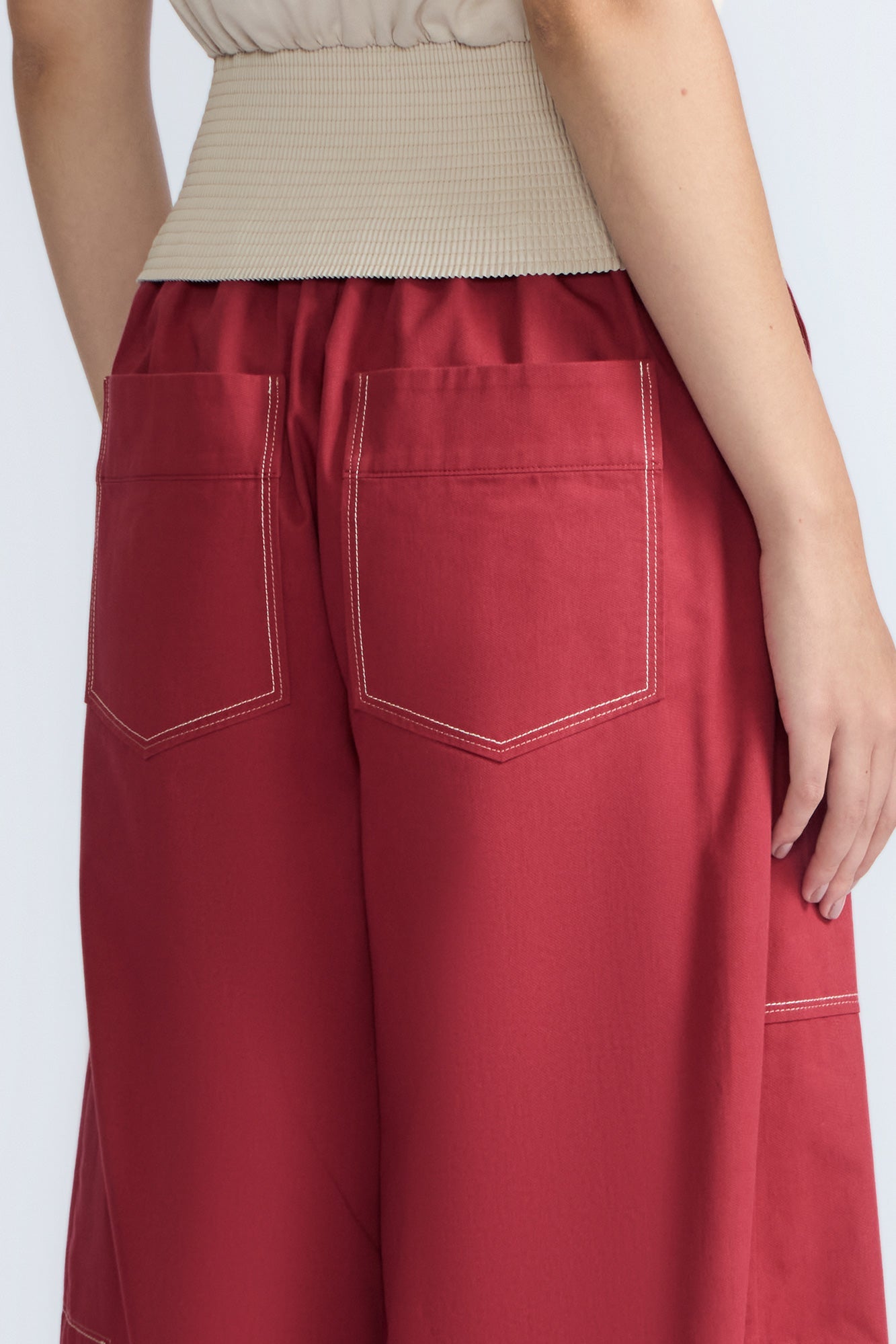 Zoe High-Rise Cotton Pants | Wine - Paz Lifestyle