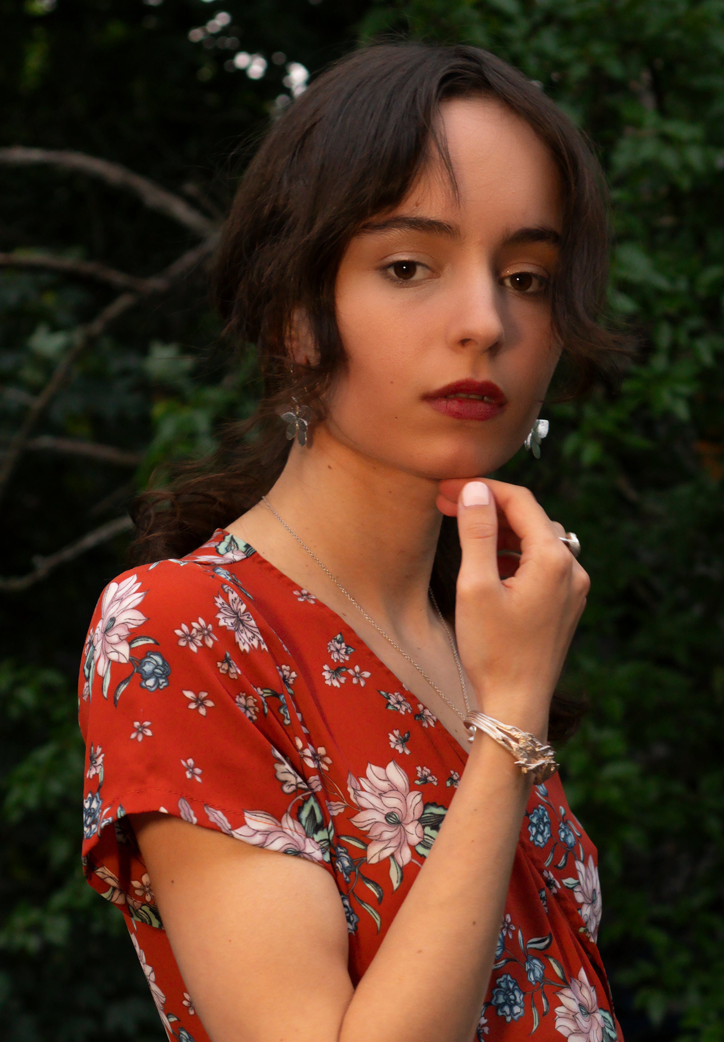 Petals Atop Petals Sterling Silver Dangle Earrings - Paz Lifestyle 