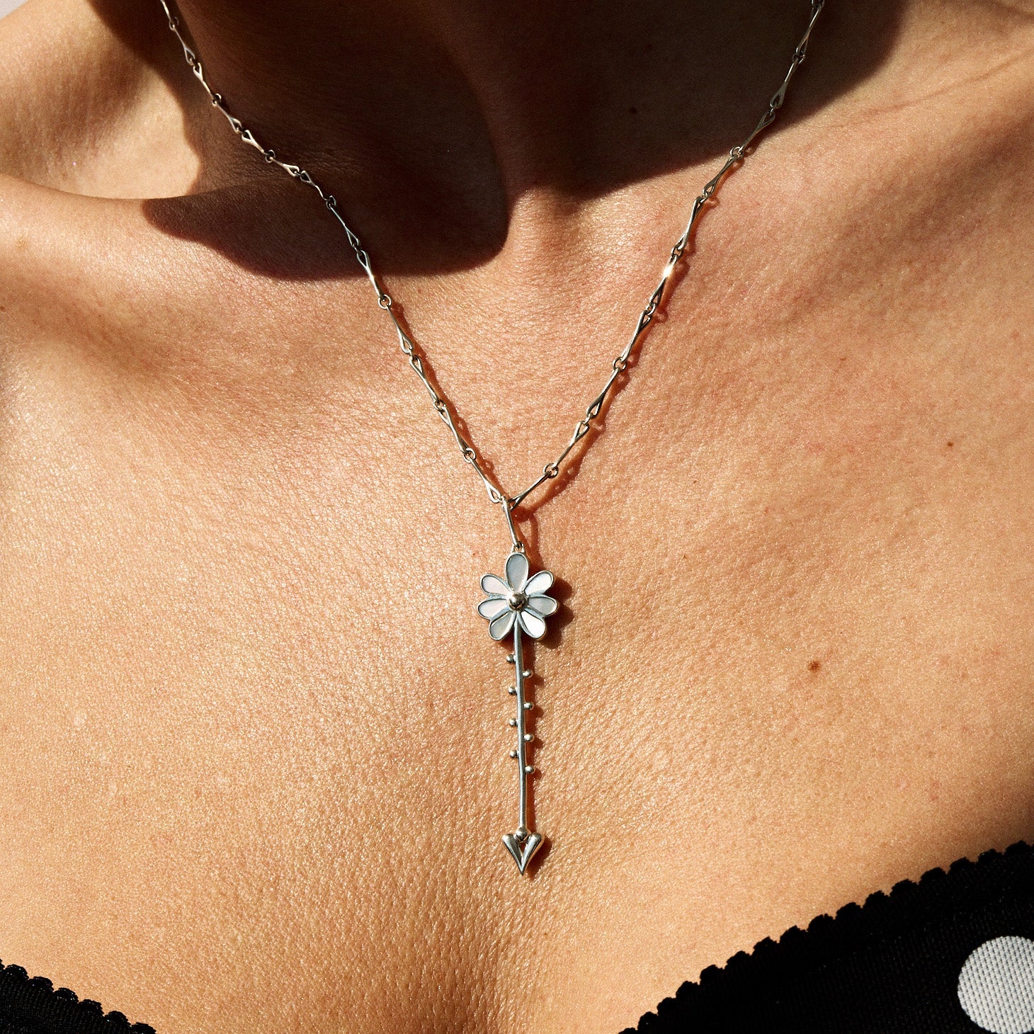 Bloom Wand Pendant in Sterling Silver and Mother-of-Pearl