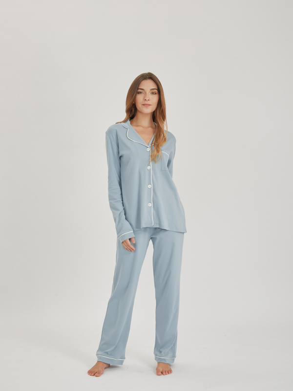 Emma French Blue Organic Pajama Set - Paz Lifestyle 