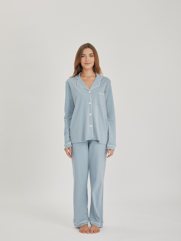 Emma French Blue Organic Pajama Set