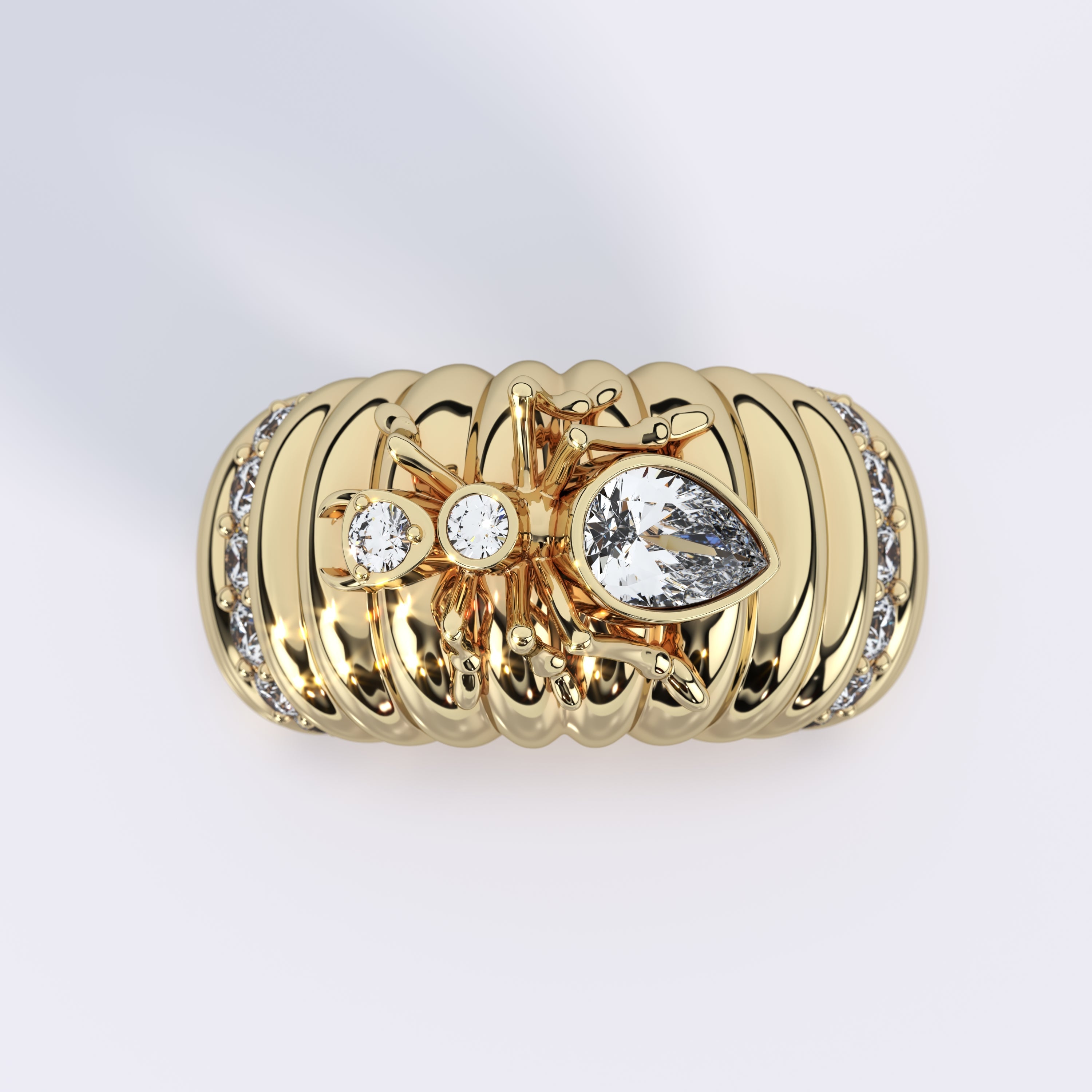 Kokoro Cocktail Ring in Yellow Gold - Paz Lifestyle 