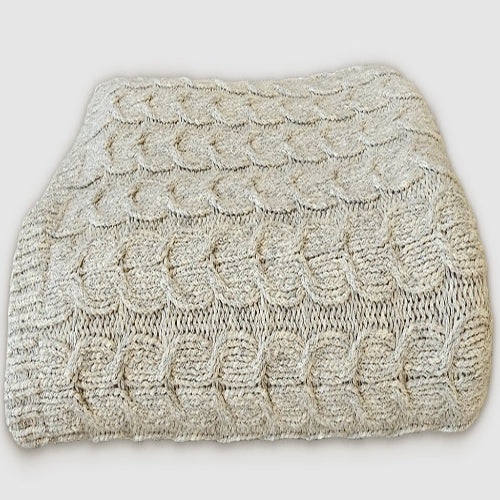 Muru Collection - Handloomed Peruvian Pima Cotton & Undyed Baby Alpaca Silver Gray Cable Throw Blanket From Peru