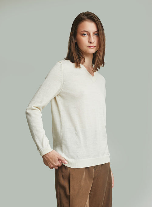 Alicia Sweater Baby Alpaca Color Ecru - Paz Lifestyle 