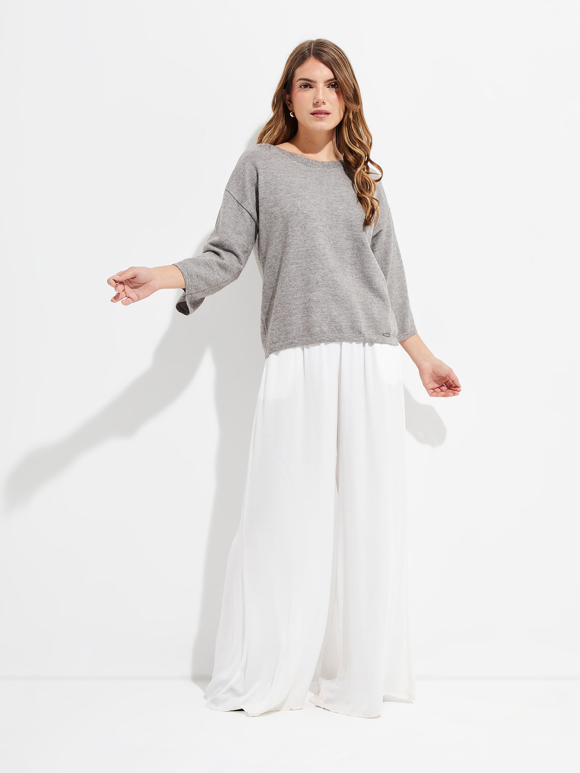 Yolene Sweater Cotton Color Grey - Paz Lifestyle 
