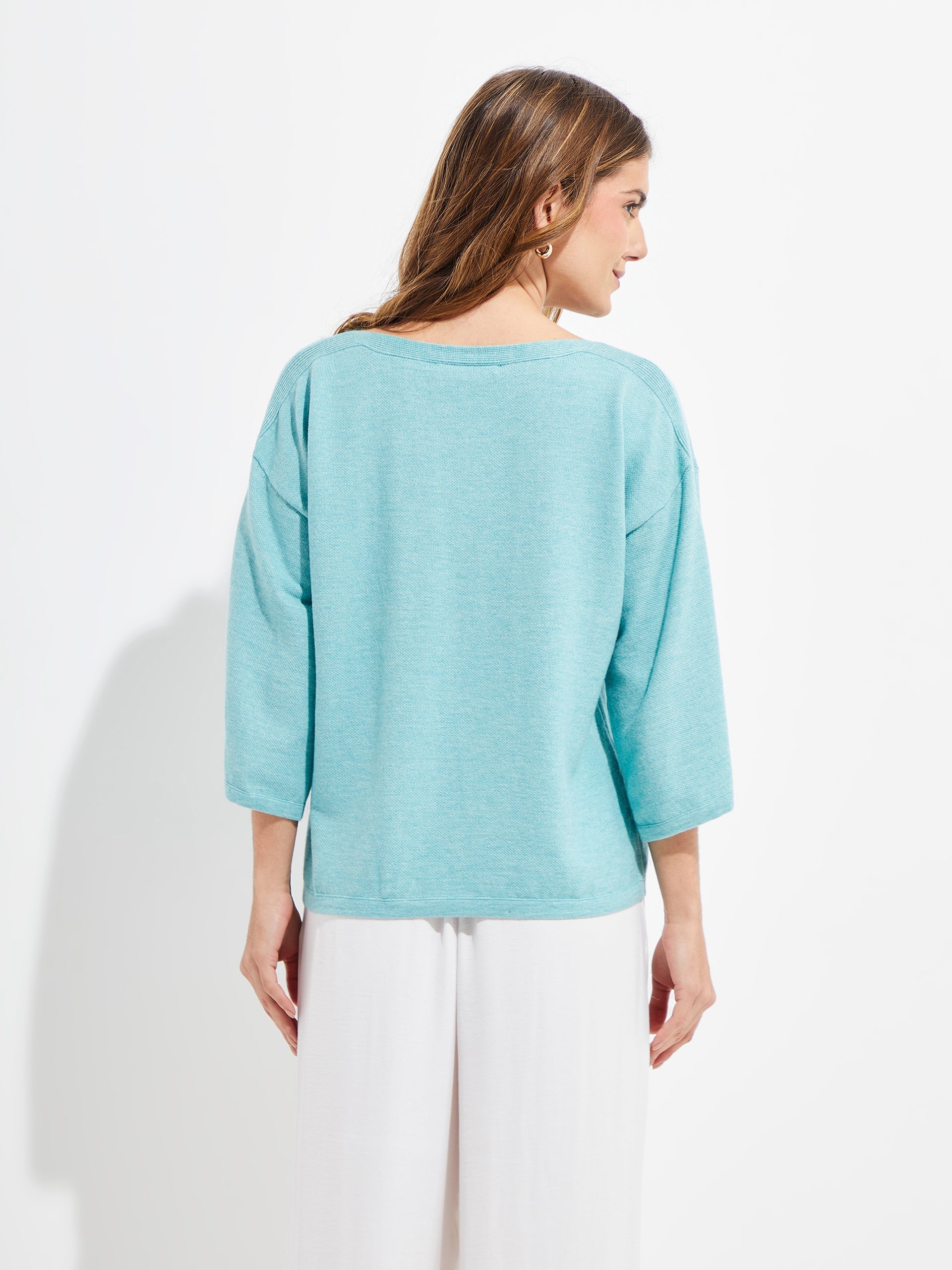 Yolene Sweater Cotton Color Turquoise - Paz Lifestyle 