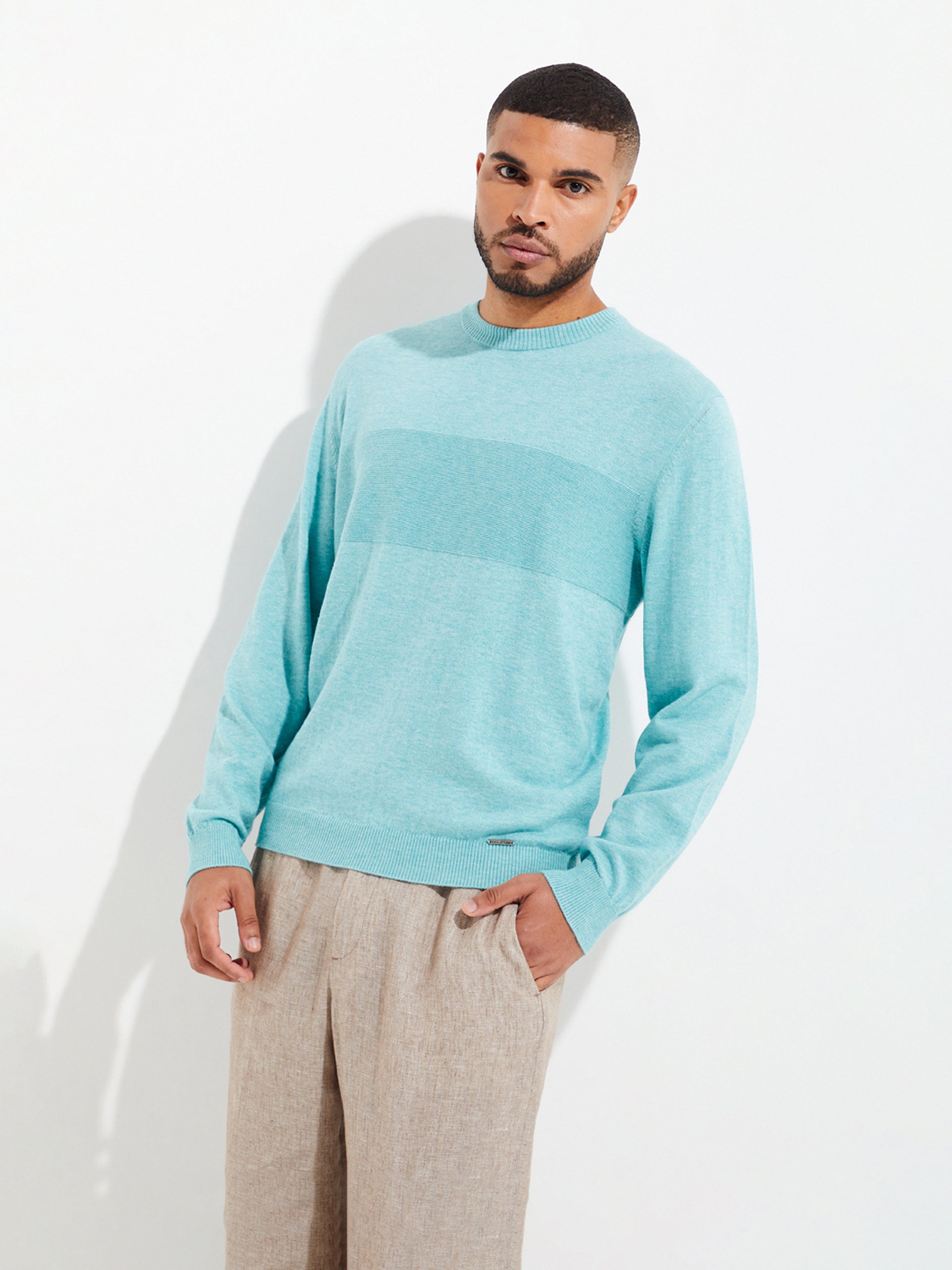 Yoel Sweater Cotton Color Turquoise - Paz Lifestyle 