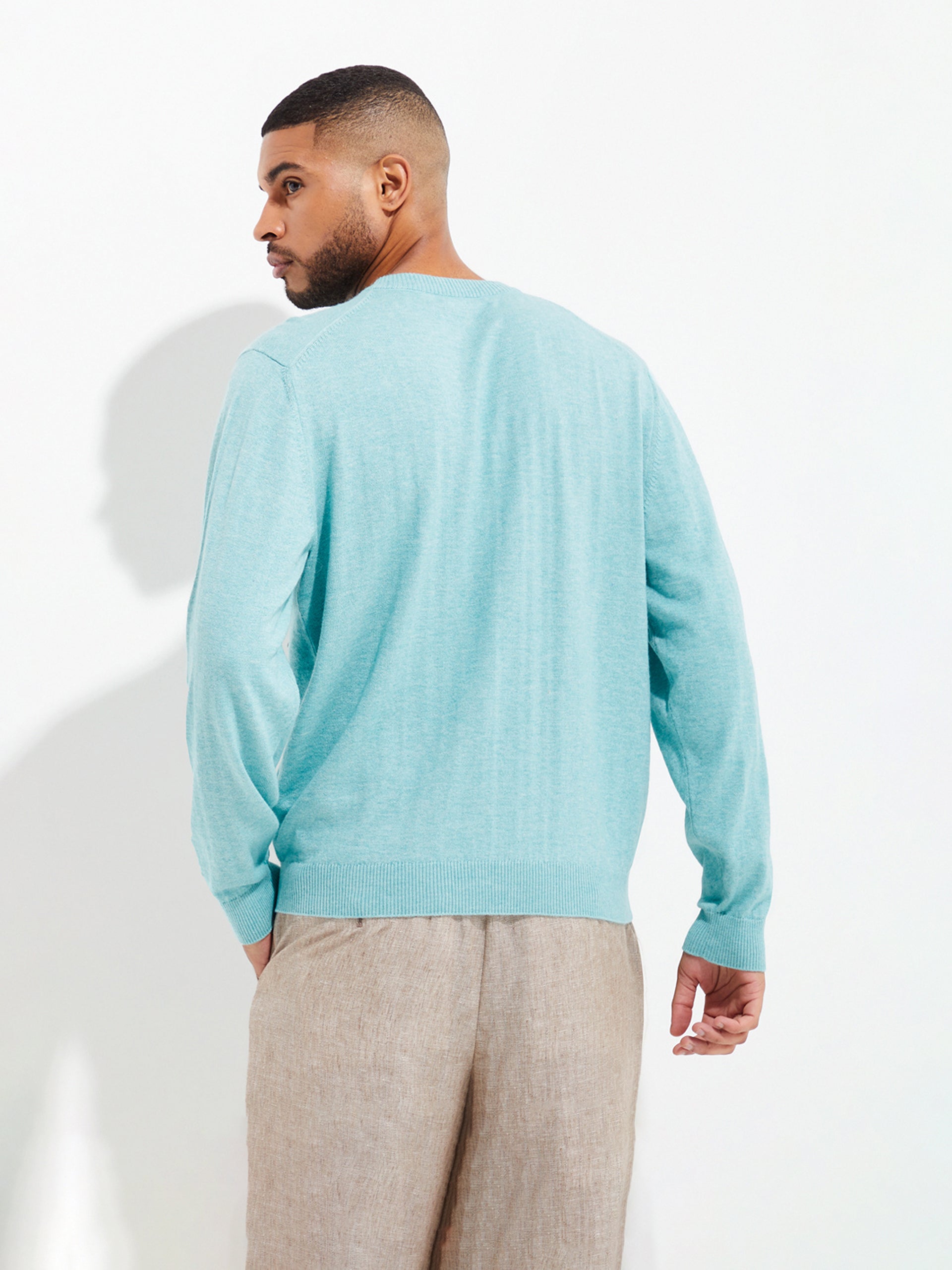 Yoel Sweater Cotton Color Turquoise - Paz Lifestyle 
