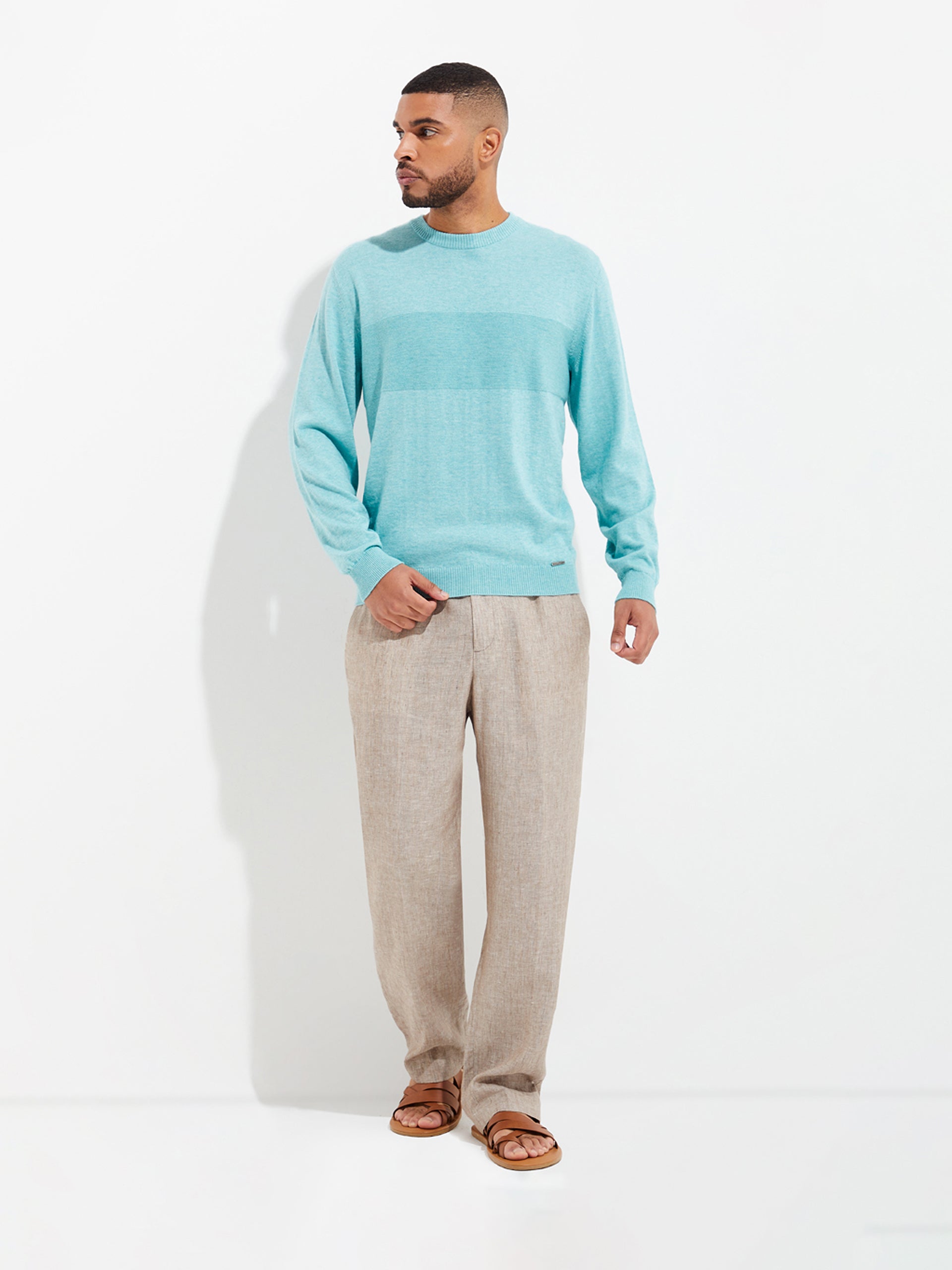 Yoel Sweater Cotton Color Turquoise - Paz Lifestyle 