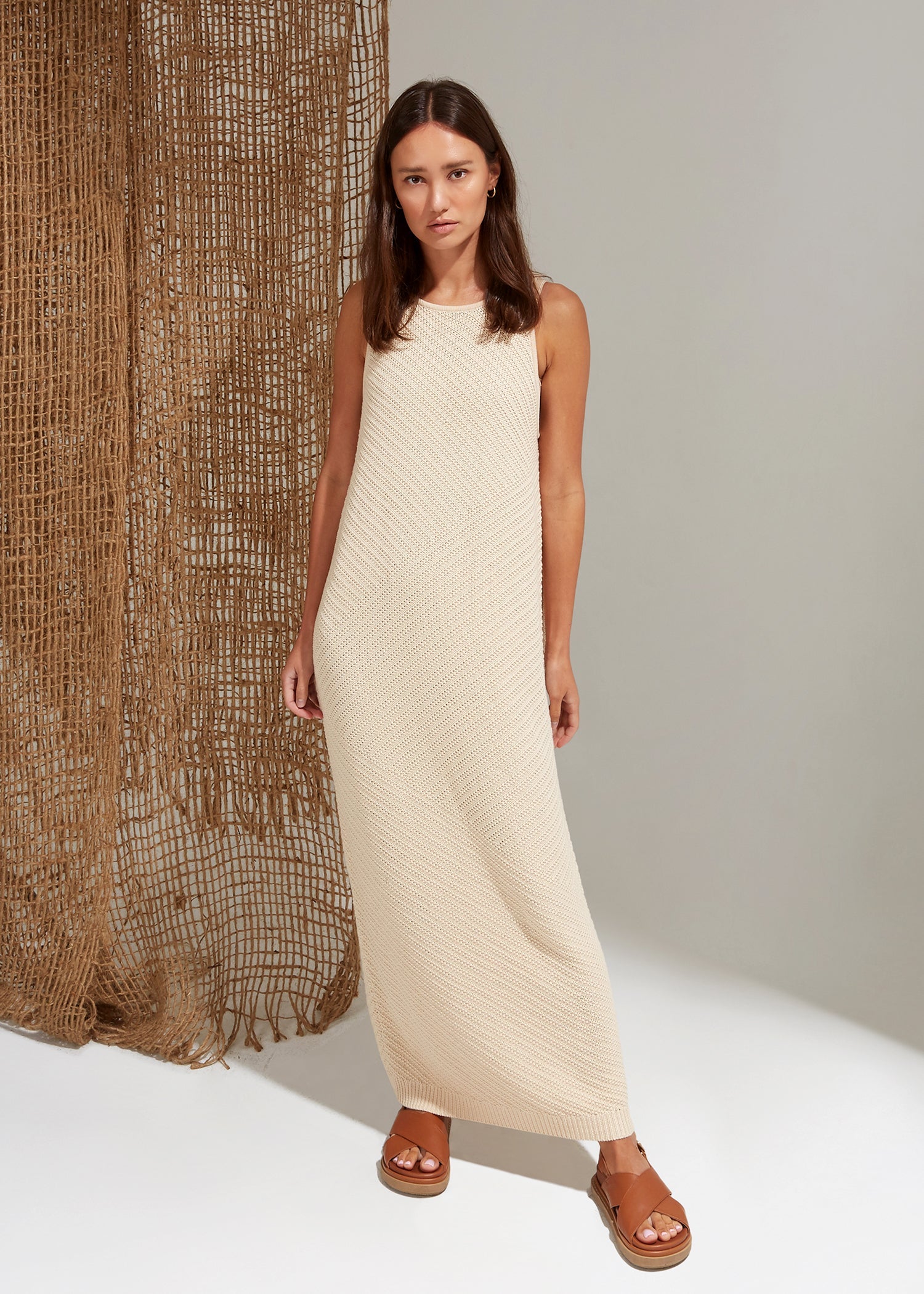 Angled Stitch Long Dress - Paz Lifestyle 