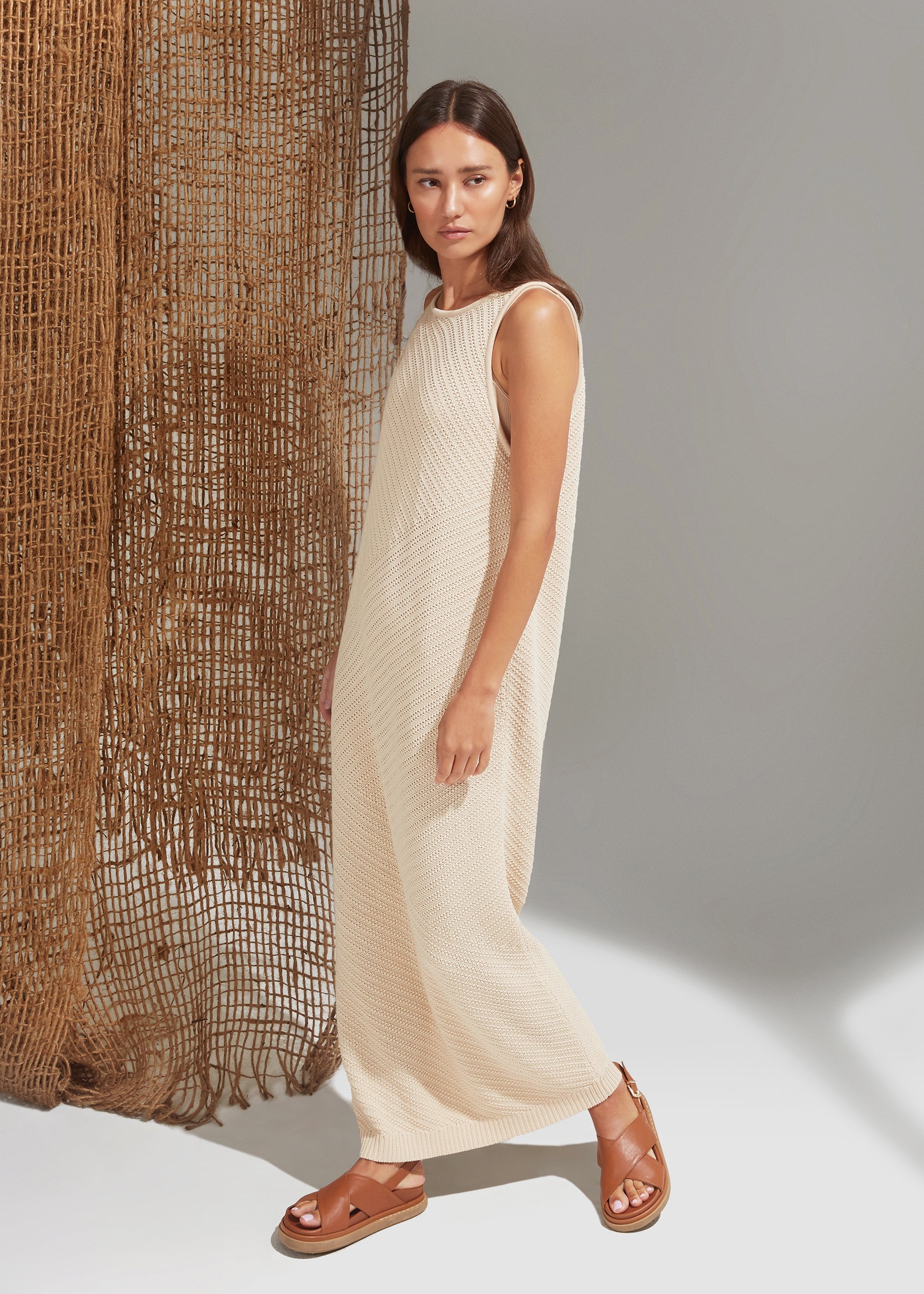 Angled Stitch Long Dress - Paz Lifestyle 
