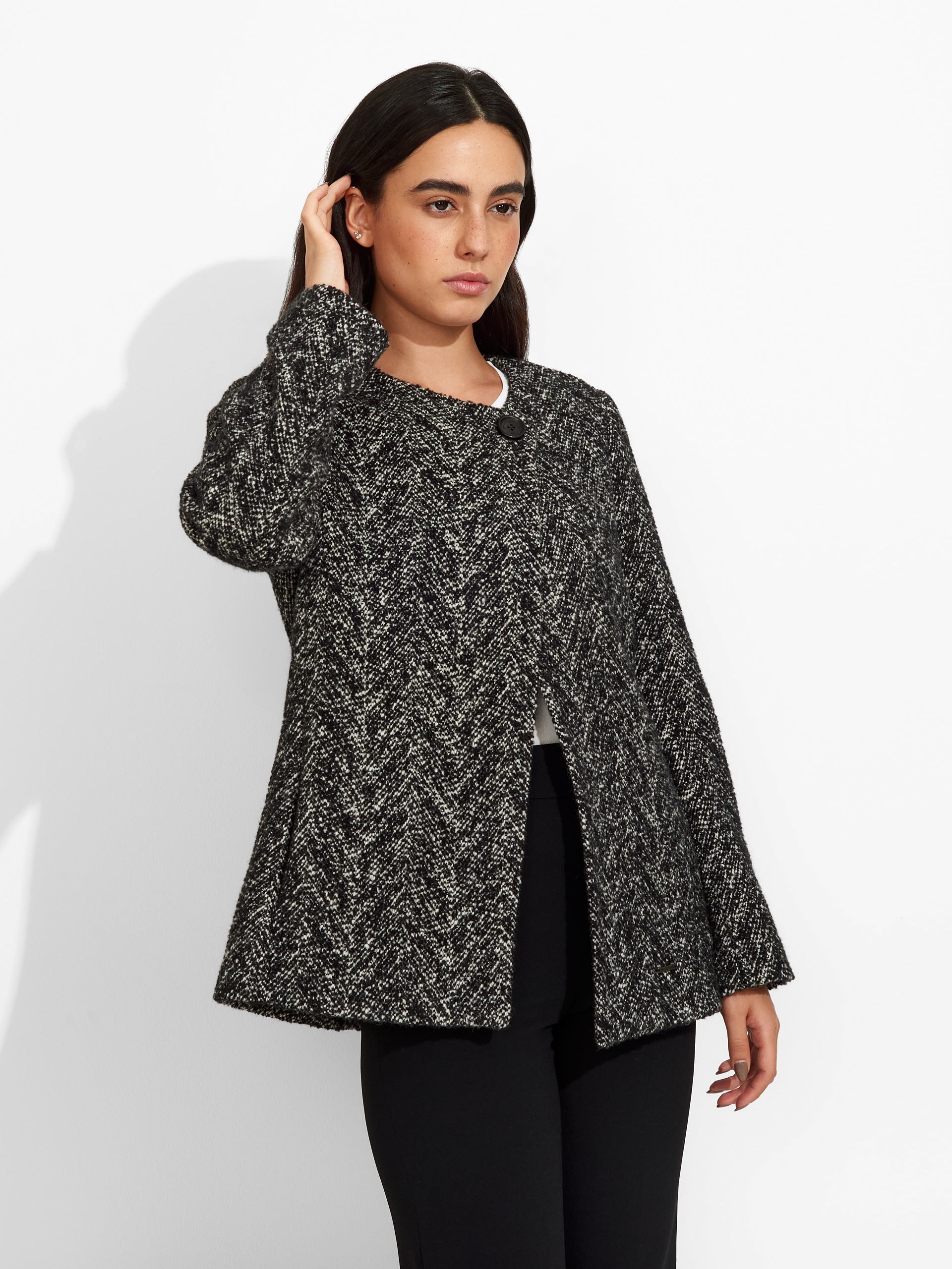 Zigzag Coat Baby Alpaca Color Black