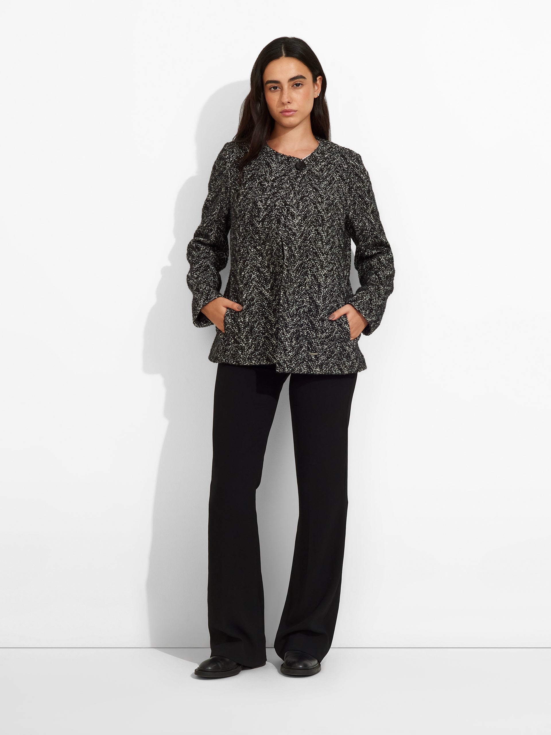 Zigzag Coat Baby Alpaca Color Black