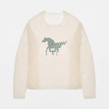 Cream Mohair Handknit Pullover with Plaid Pony - Paz Lifestyle 