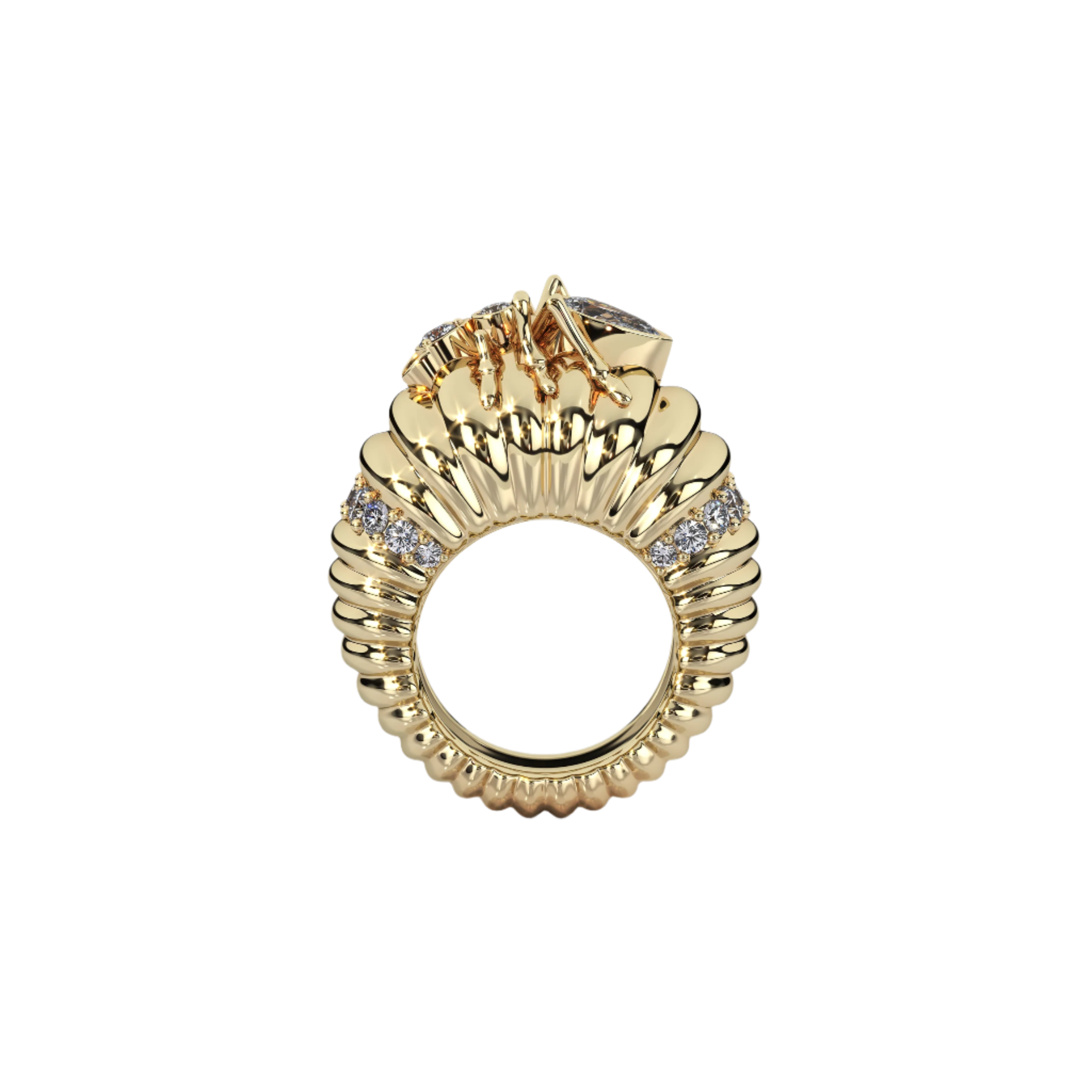 Kokoro Cocktail Ring in Yellow Gold - Paz Lifestyle 