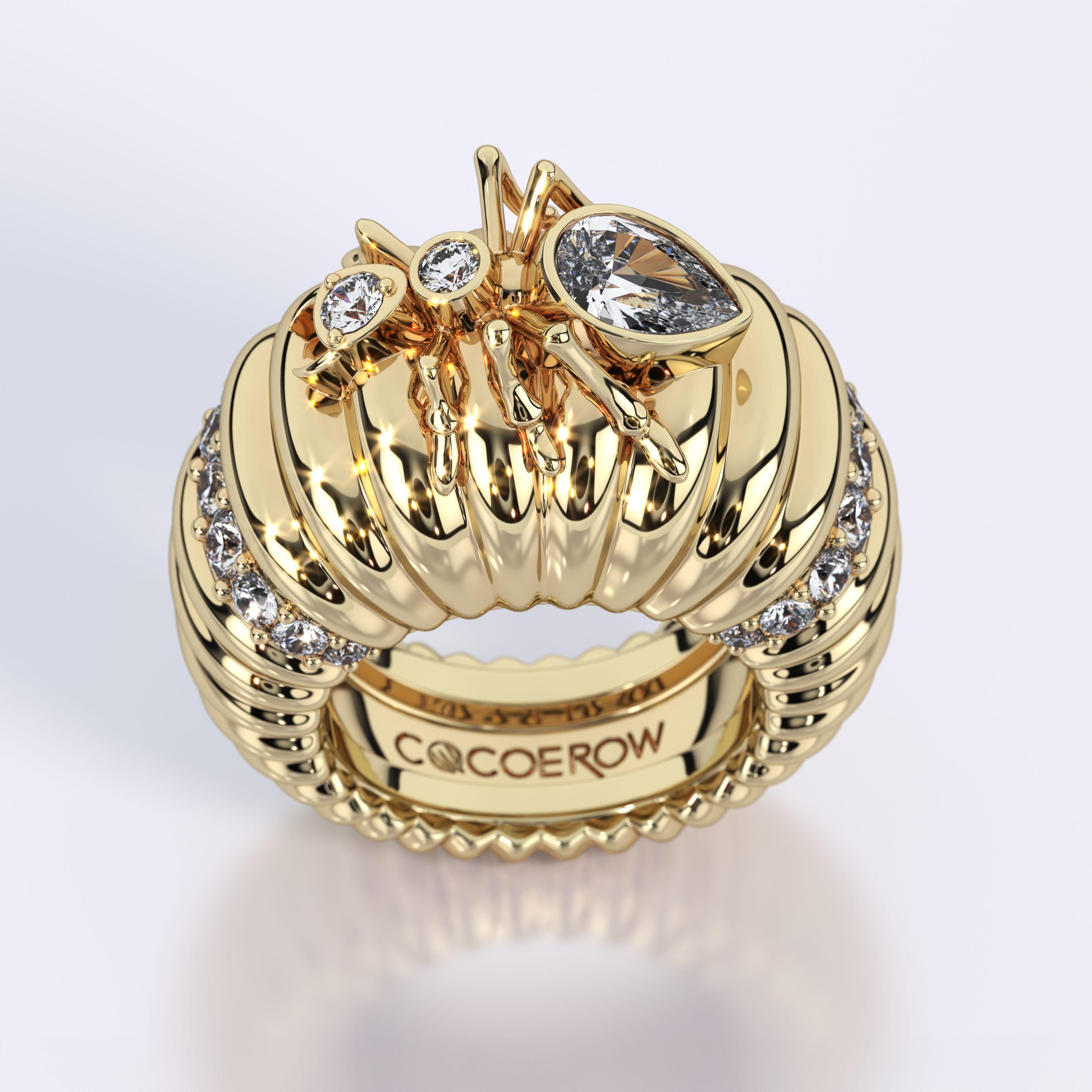 Kokoro Cocktail Ring in Yellow Gold - Paz Lifestyle 