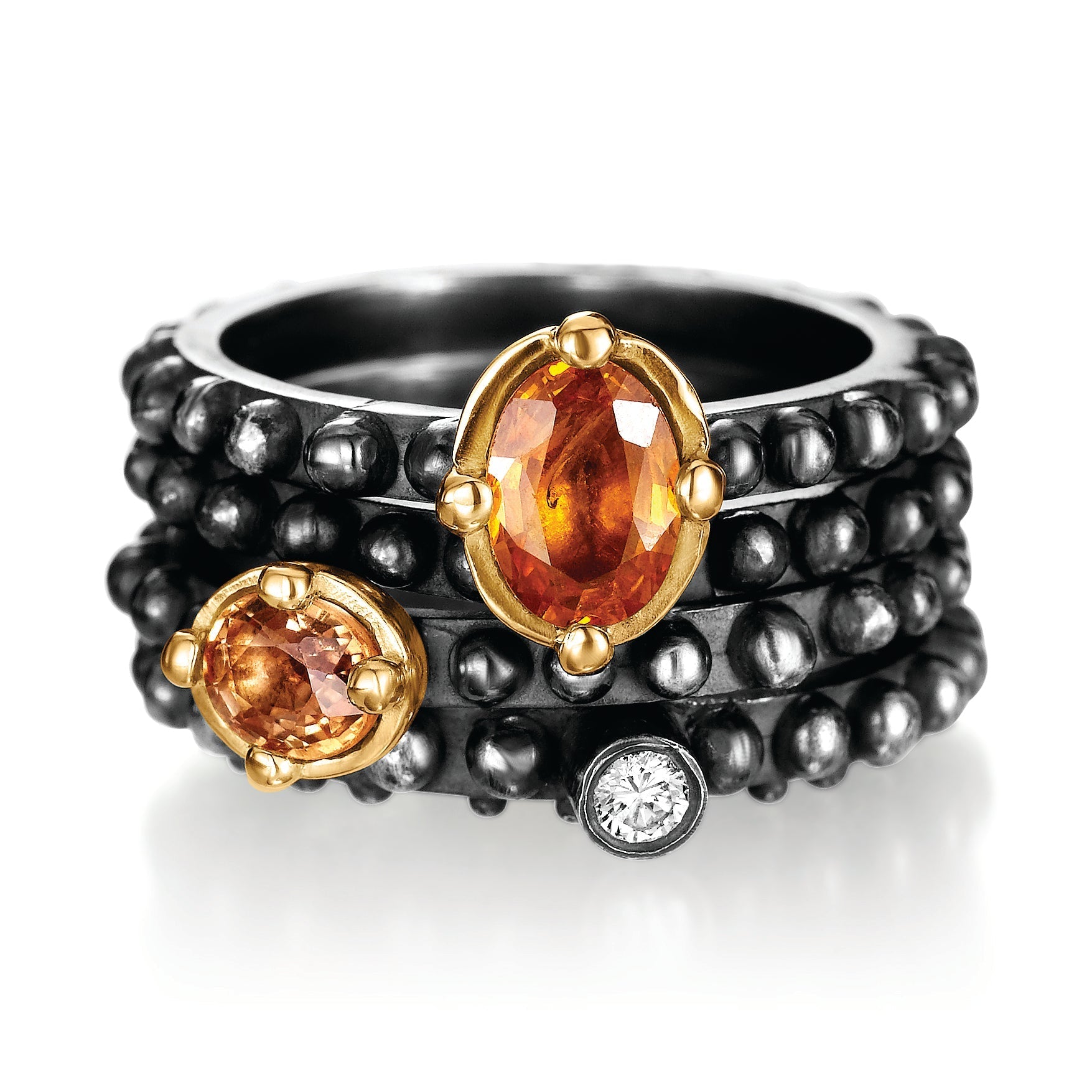 BOHEME ORANGE SAPPHIRE 4-RING STACK - Paz Lifestyle 