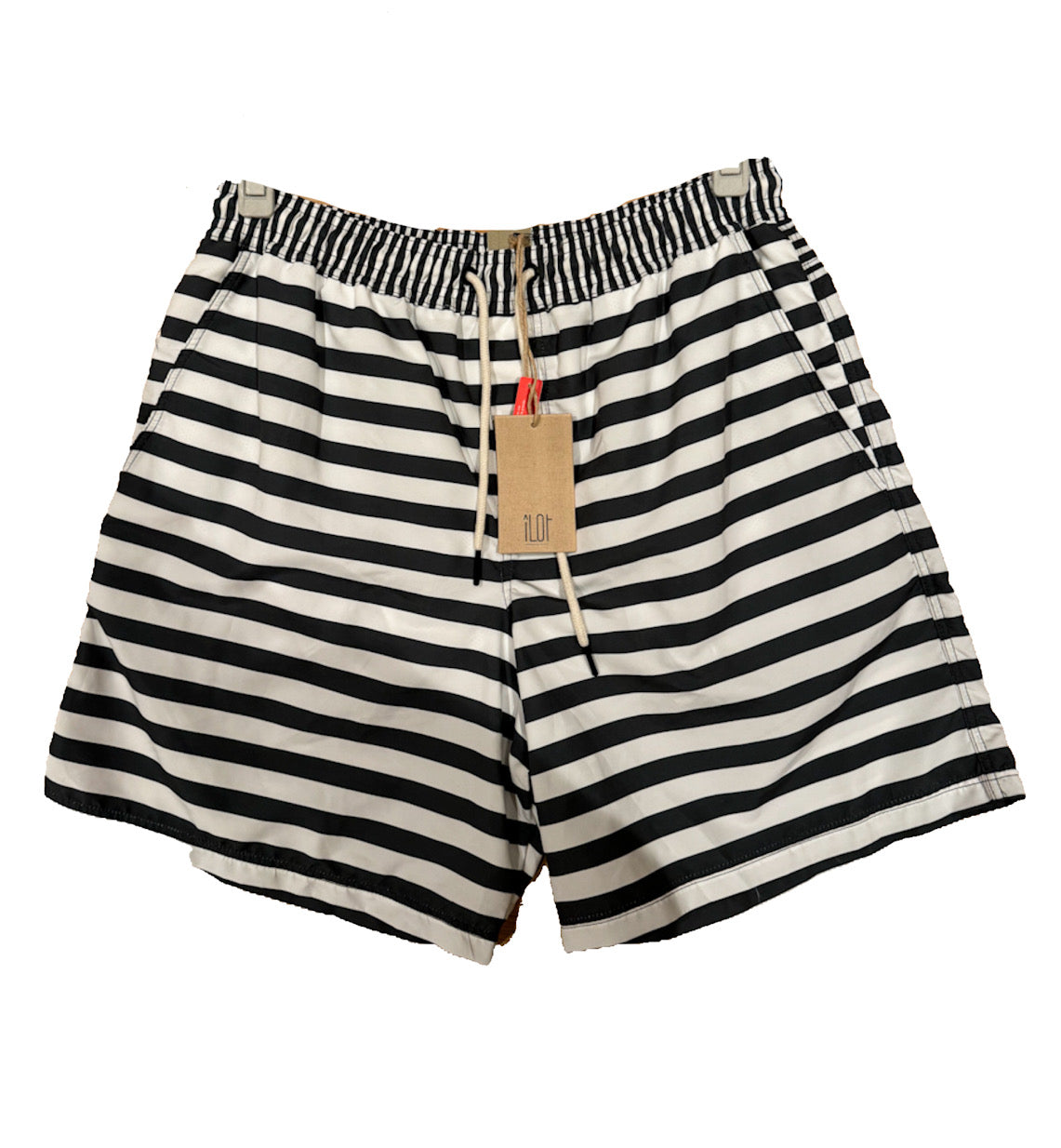 Blue and White Striped Swim Shorts by Ilot