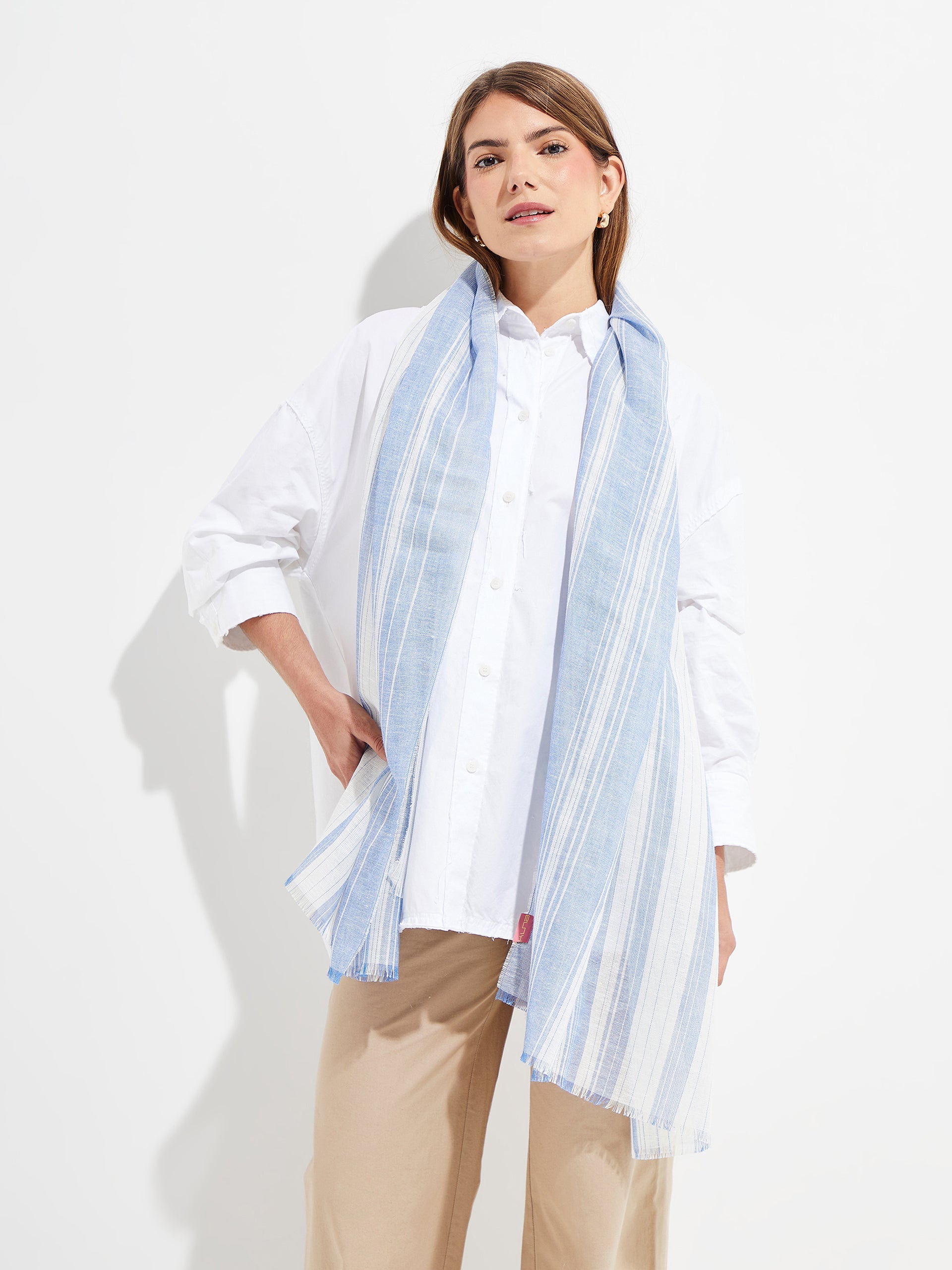 Yoga Shawl Linen Color Blue - Paz Lifestyle 