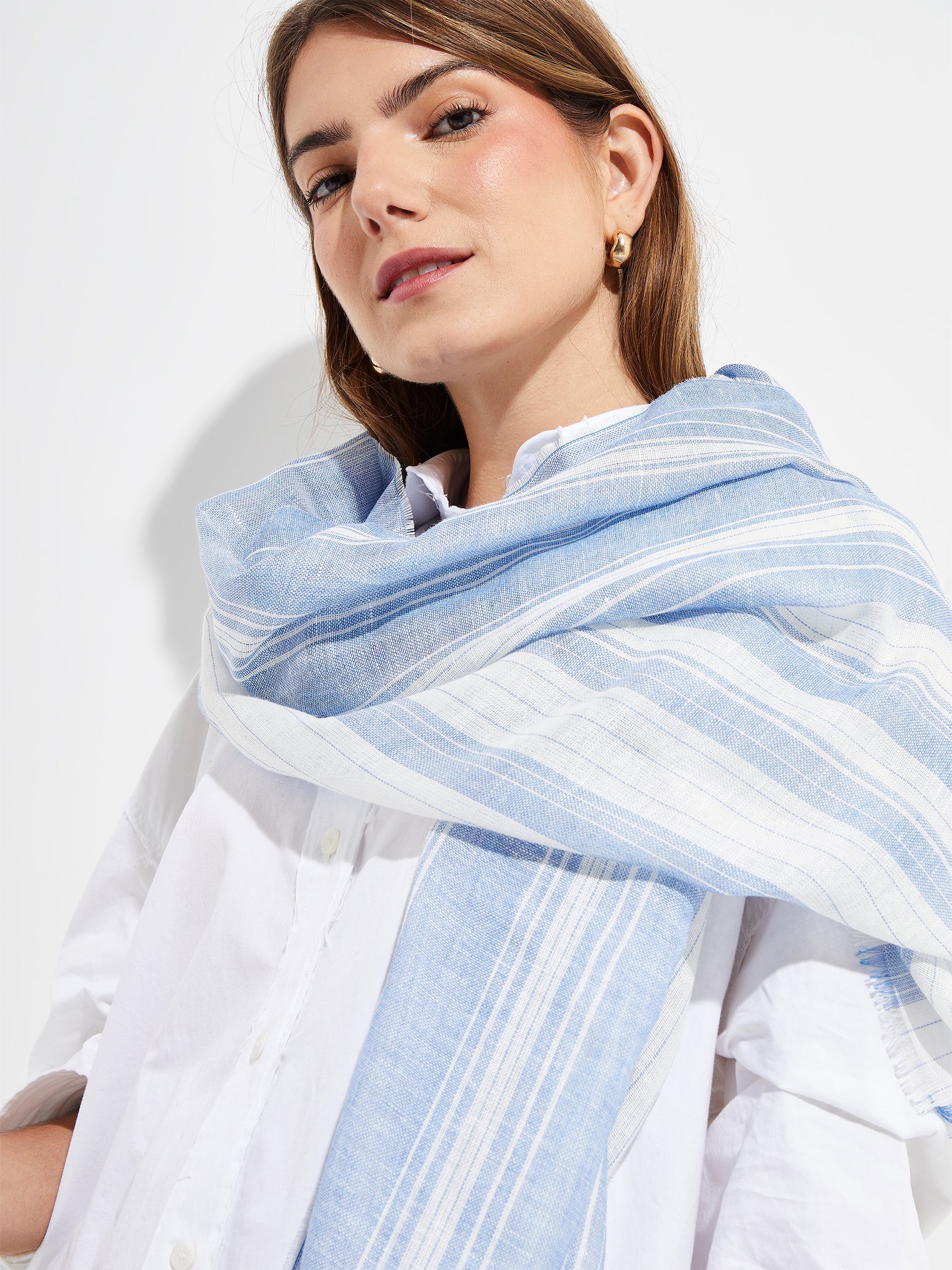 Yoga Shawl Linen Color Blue - Paz Lifestyle 
