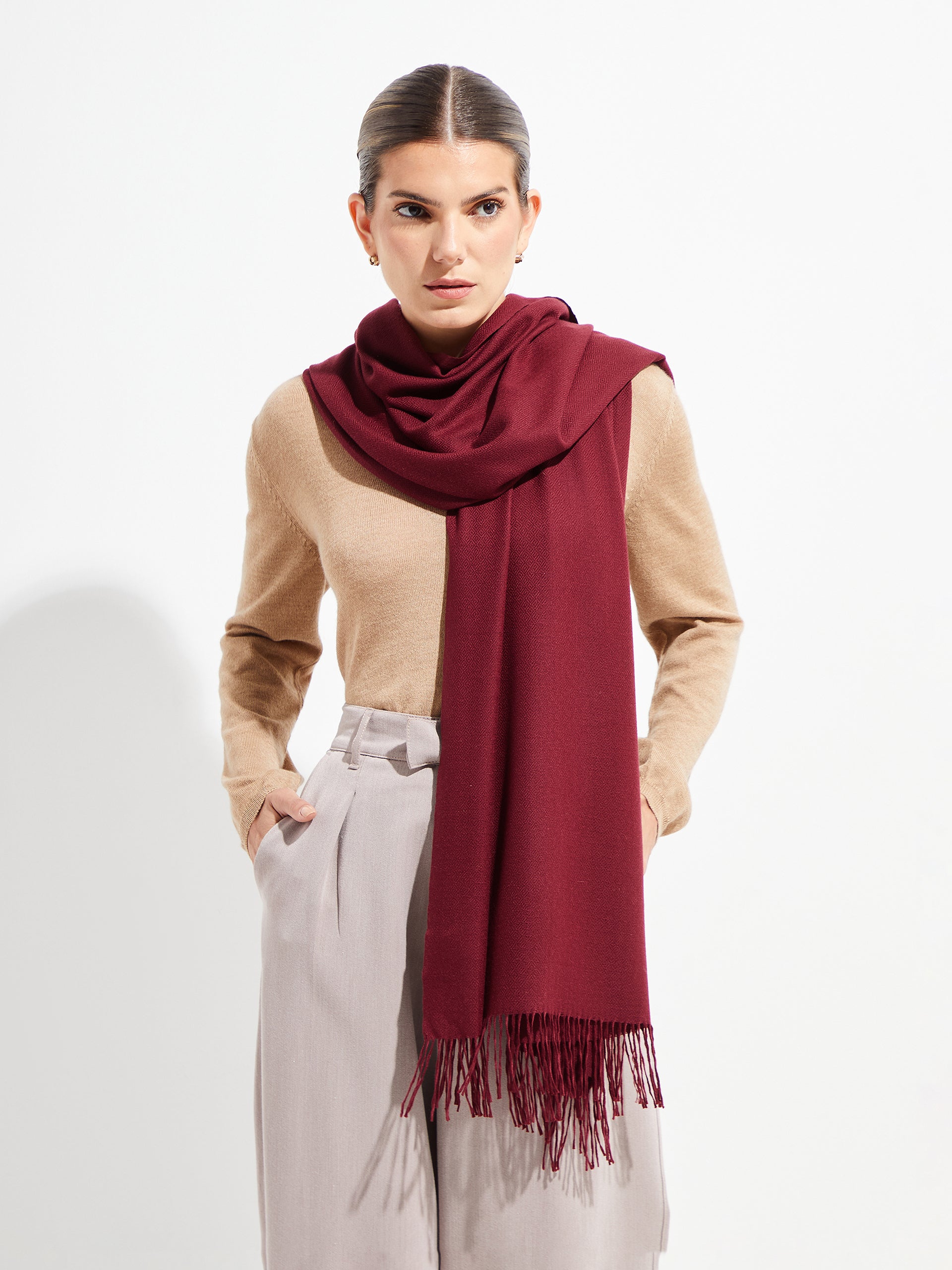 Bellinzona Shawl Vicuña Color Burdeo