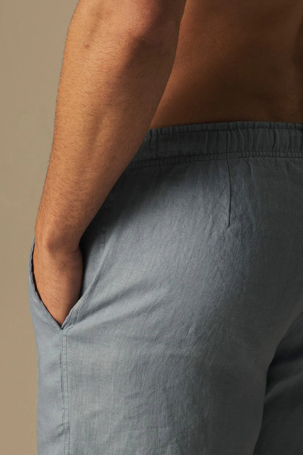 Costa Linen Shorts in Grey Blue by Ilot
