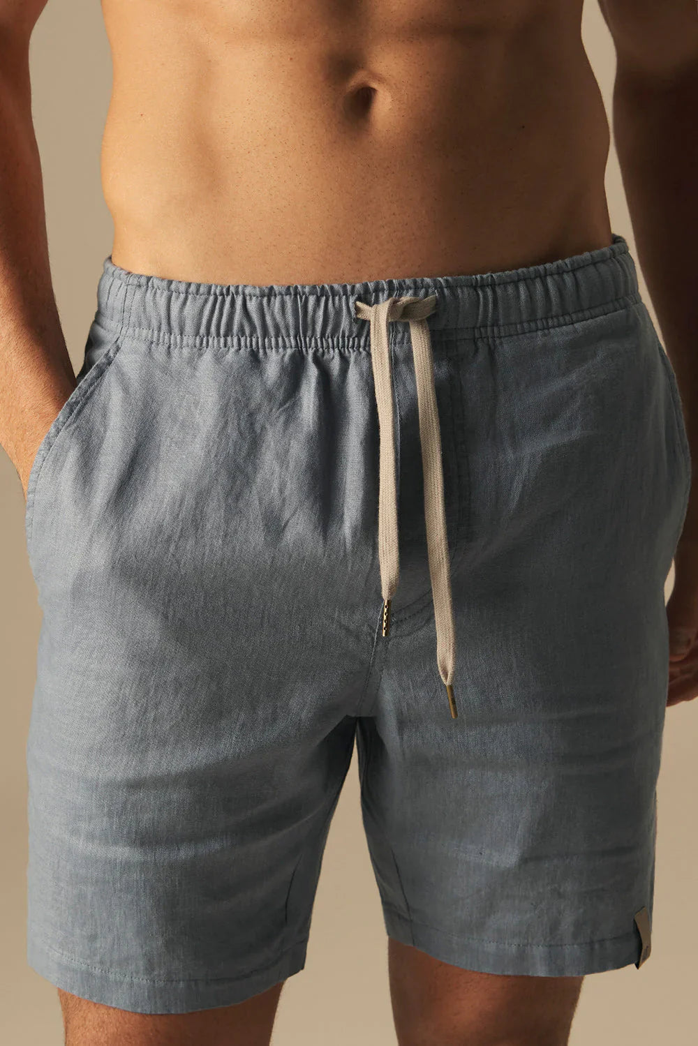 Costa Linen Shorts in Grey Blue by Ilot